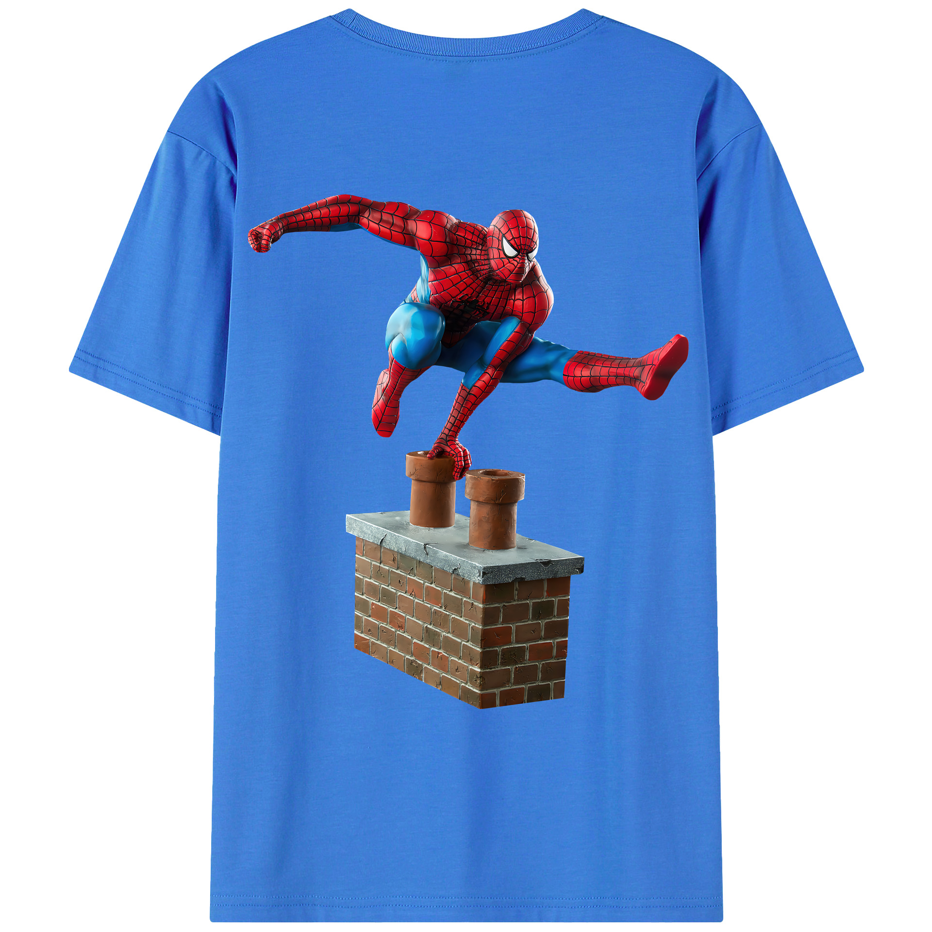 （画像用） Spider Man スパイダーマン 綿100％ メンズ半袖Tシャツ（バックプリント） 通気性