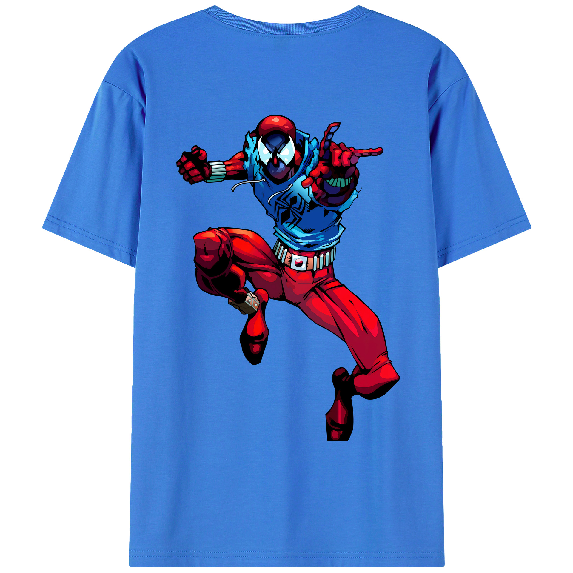 （画像用） Spider Man スパイダーマン 綿100％ メンズ半袖Tシャツ（バックプリント） 通気性