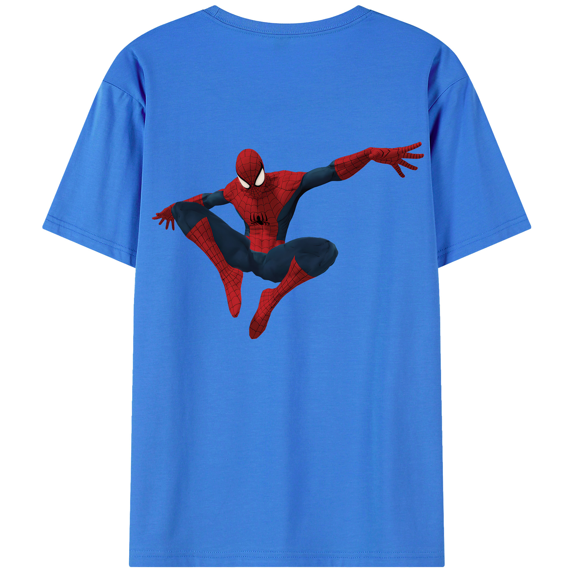 （画像用） Spider Man スパイダーマン 綿100％ メンズ半袖Tシャツ（バックプリント） 通気性