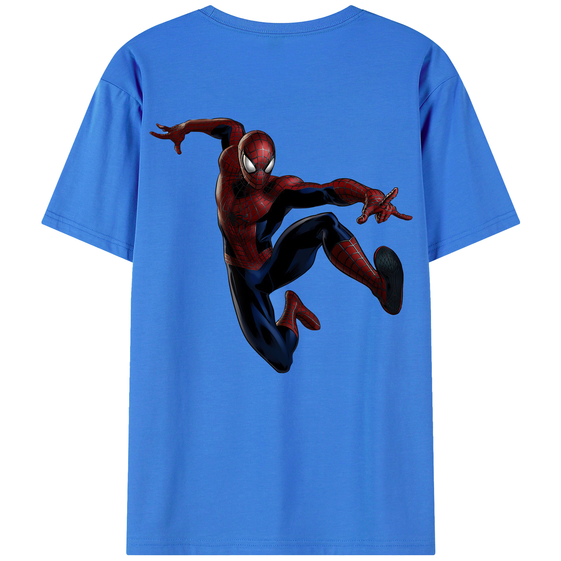（画像用） Spider Man スパイダーマン 綿100％ メンズ半袖Tシャツ（バックプリント） 通気性