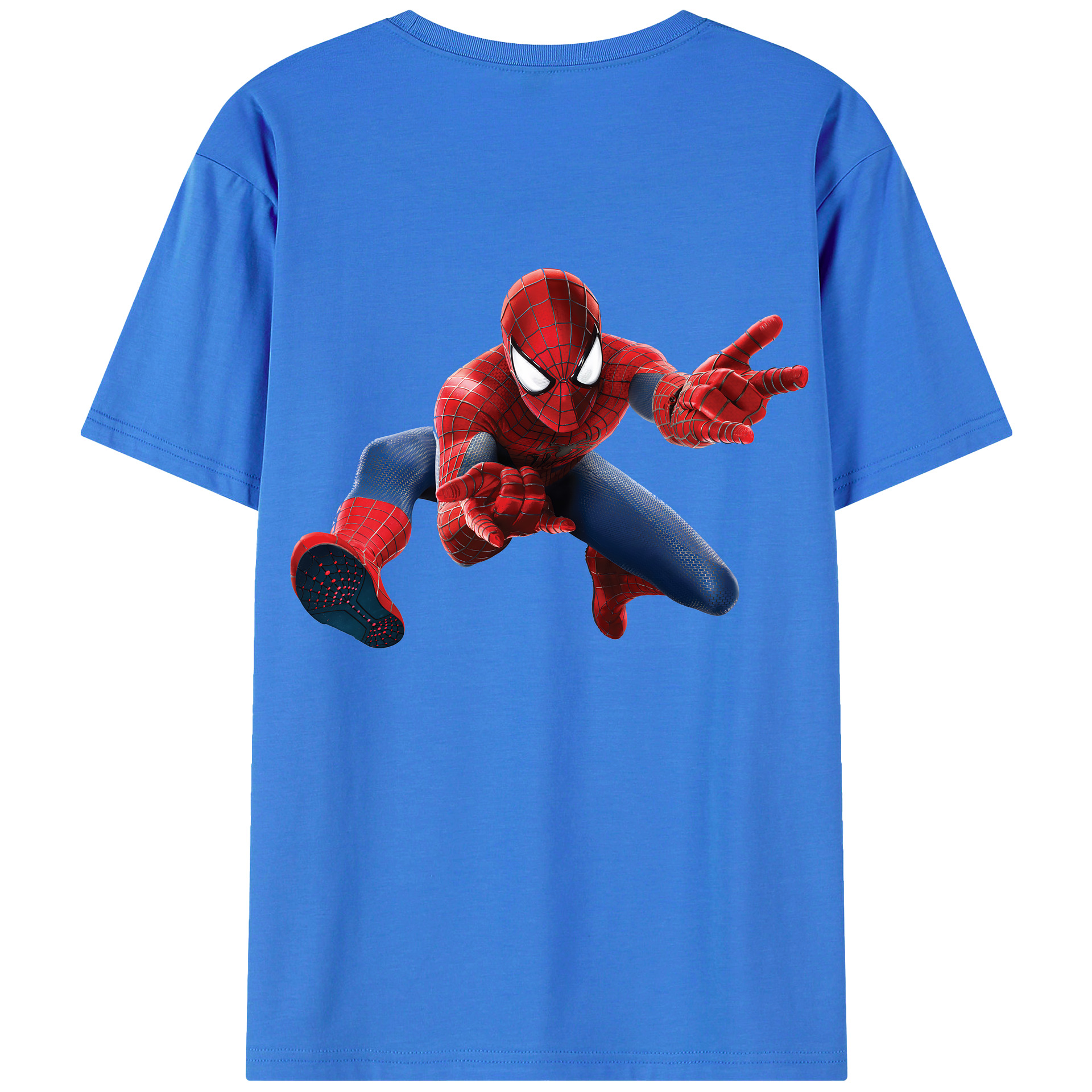 （画像用） Spider Man スパイダーマン 綿100％ メンズ半袖Tシャツ（バックプリント） 通気性