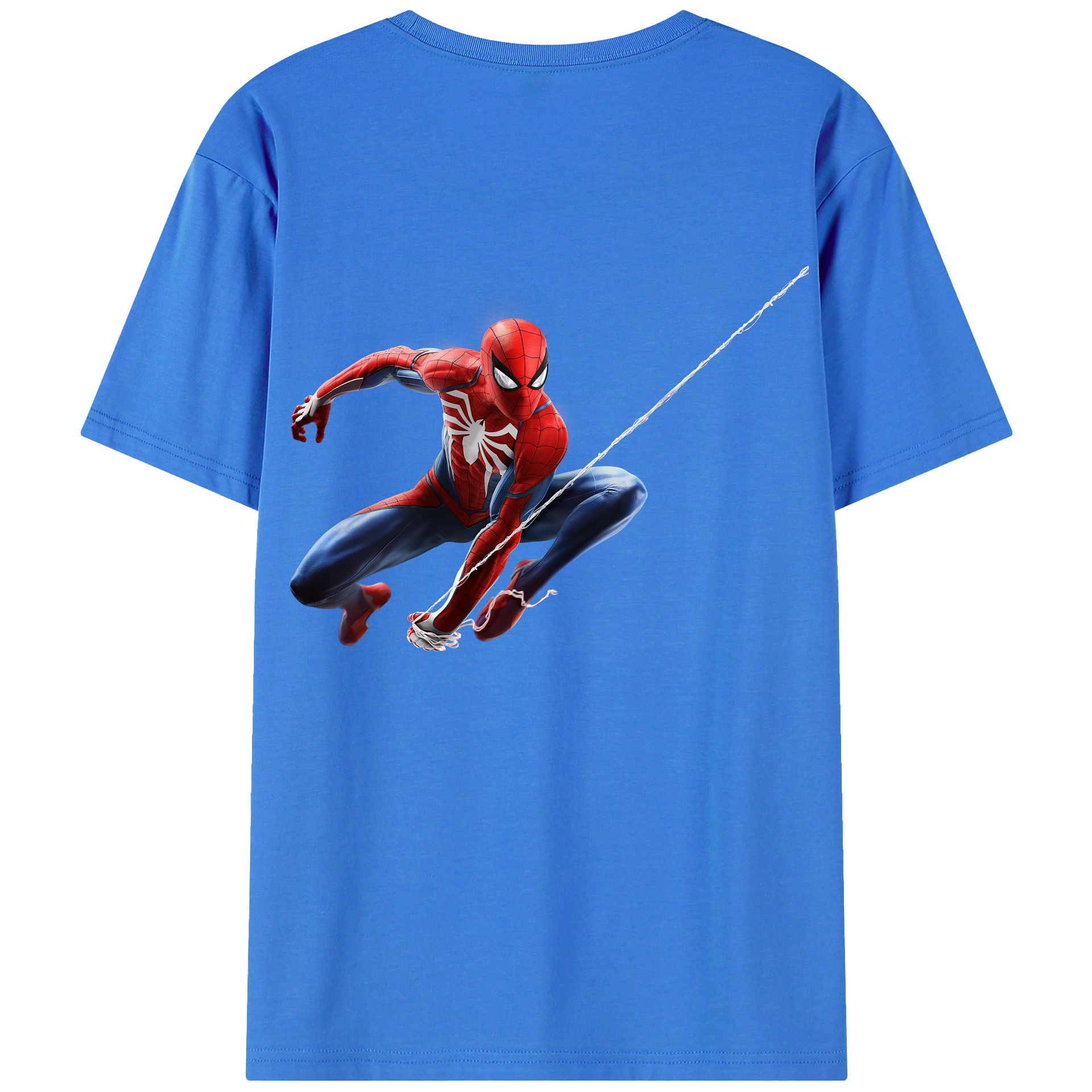 （画像用） Spider Man スパイダーマン 綿100％ メンズ半袖Tシャツ（バックプリント） 通気性