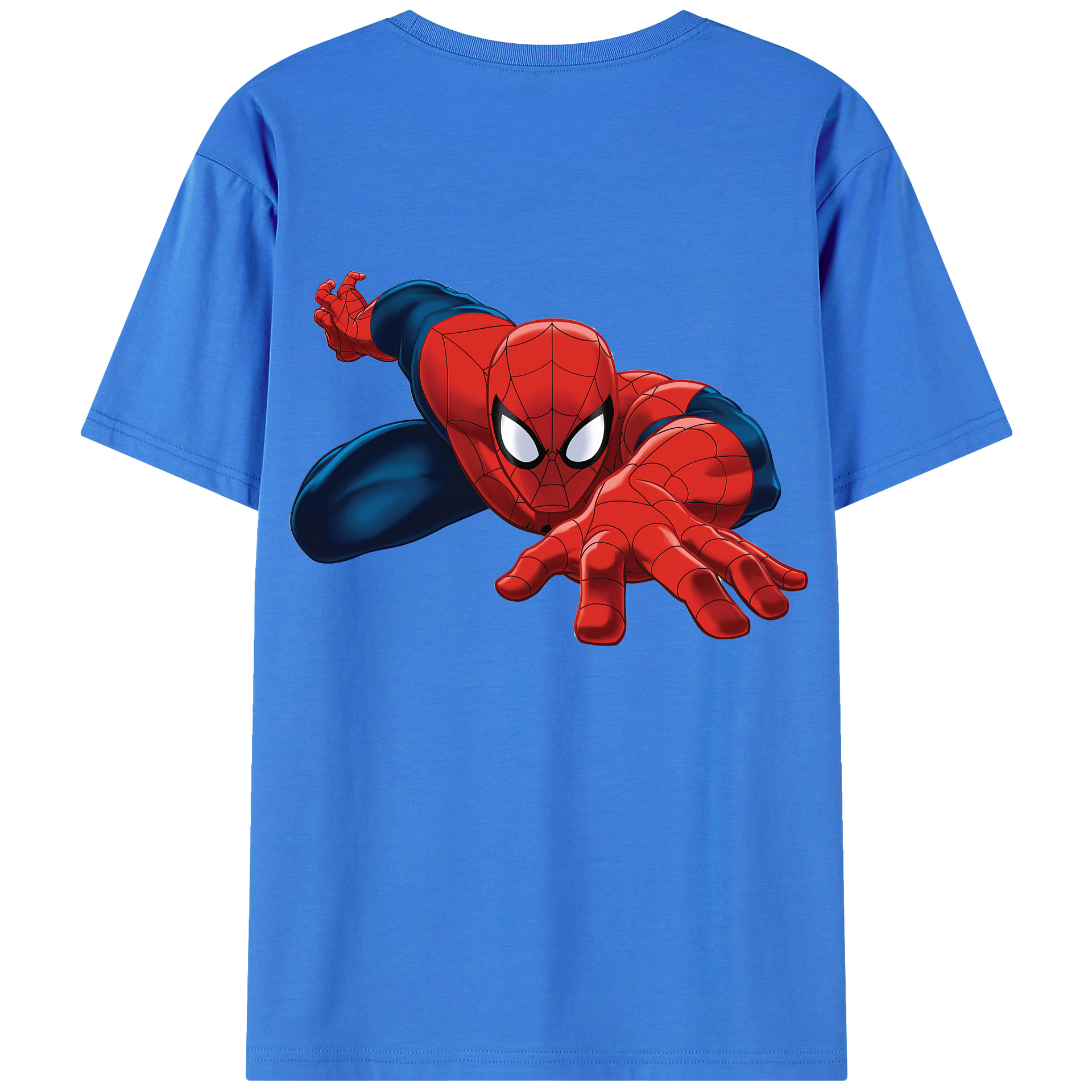 （画像用） Spider Man スパイダーマン 綿100％ メンズ半袖Tシャツ（バックプリント） 通気性