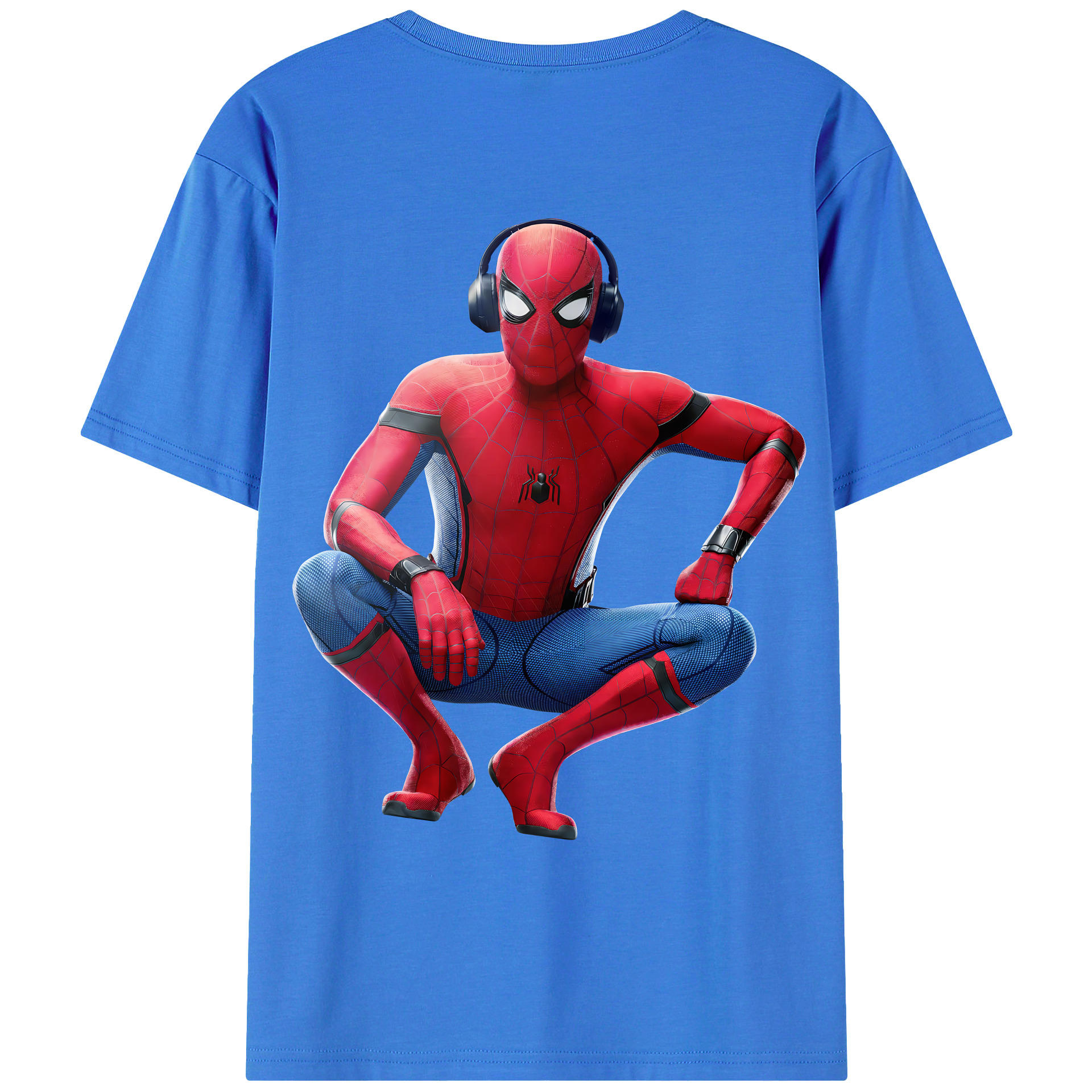 （画像用） Spider Man スパイダーマン 綿100％ メンズ半袖Tシャツ（バックプリント） 通気性