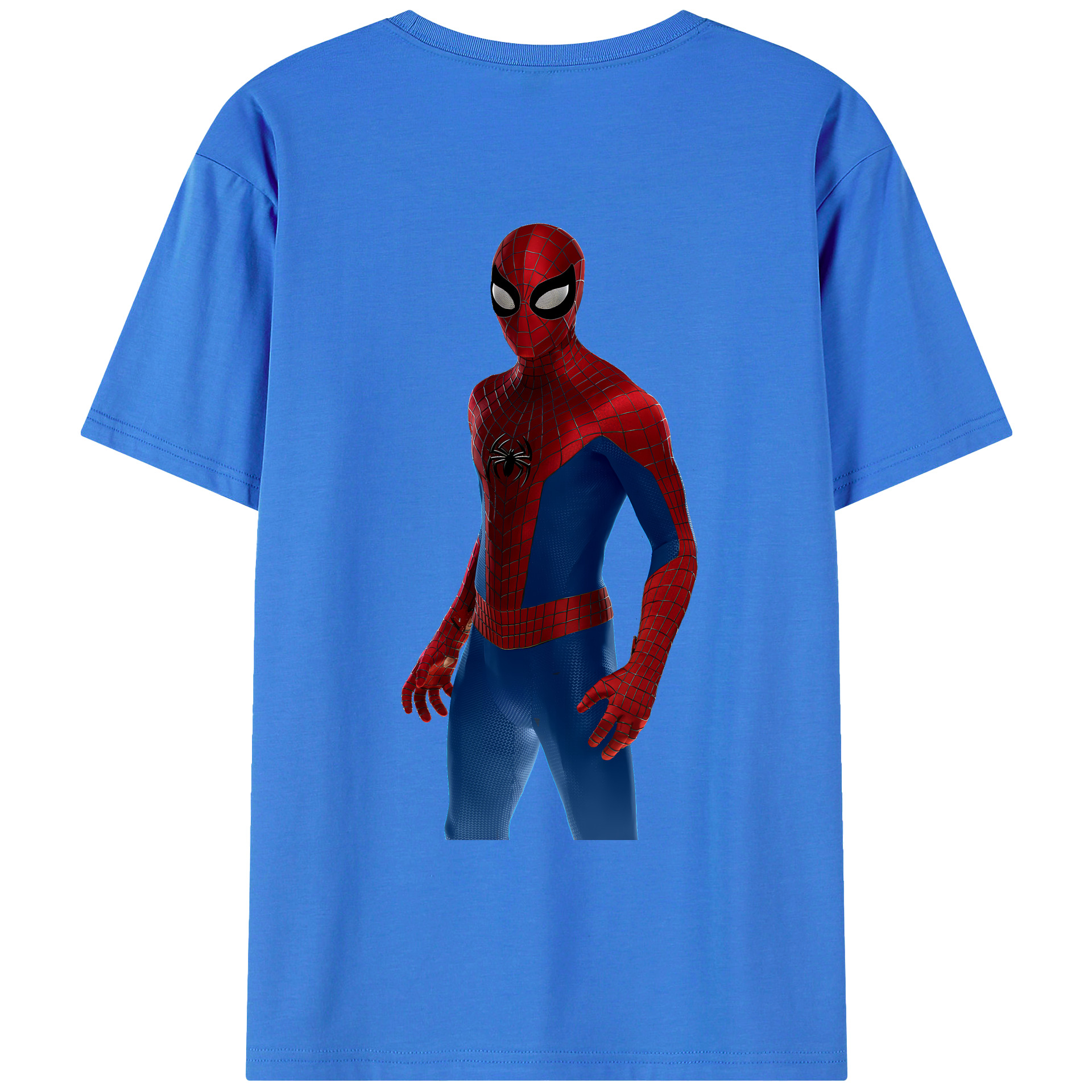 （画像用） Spider Man スパイダーマン 綿100％ メンズ半袖Tシャツ（バックプリント） 通気性