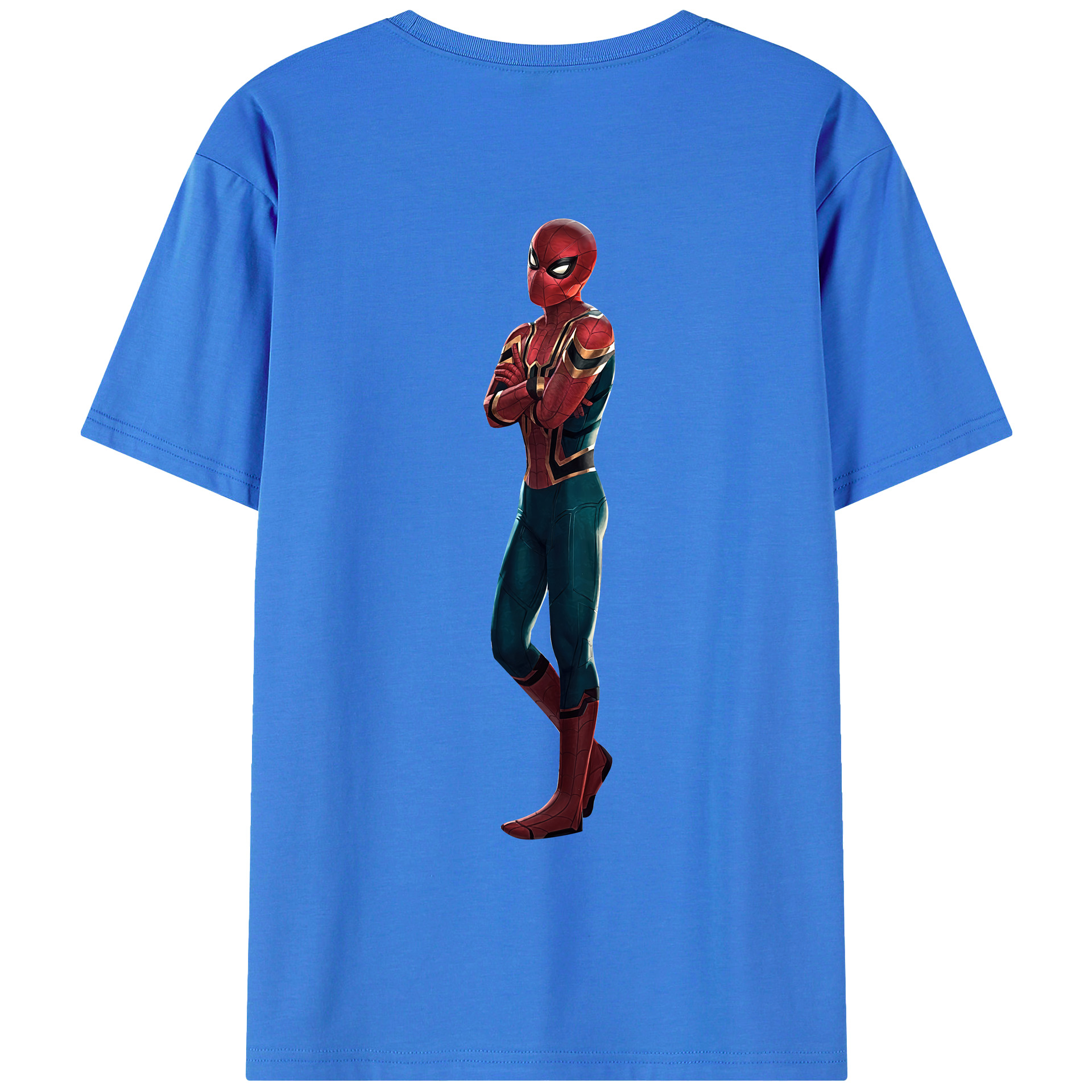（画像用） Spider Man スパイダーマン 綿100％ メンズ半袖Tシャツ（バックプリント） 通気性