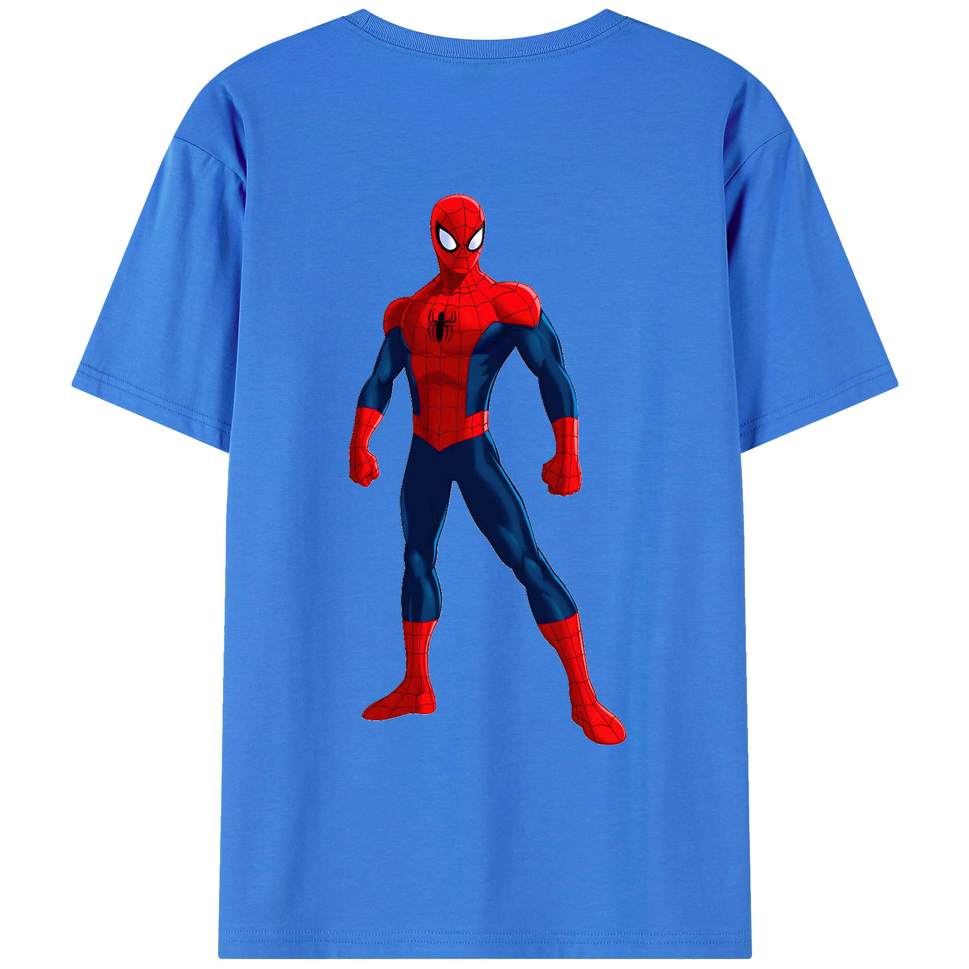（画像用） Spider Man スパイダーマン 綿100％ メンズ半袖Tシャツ（バックプリント） 通気性