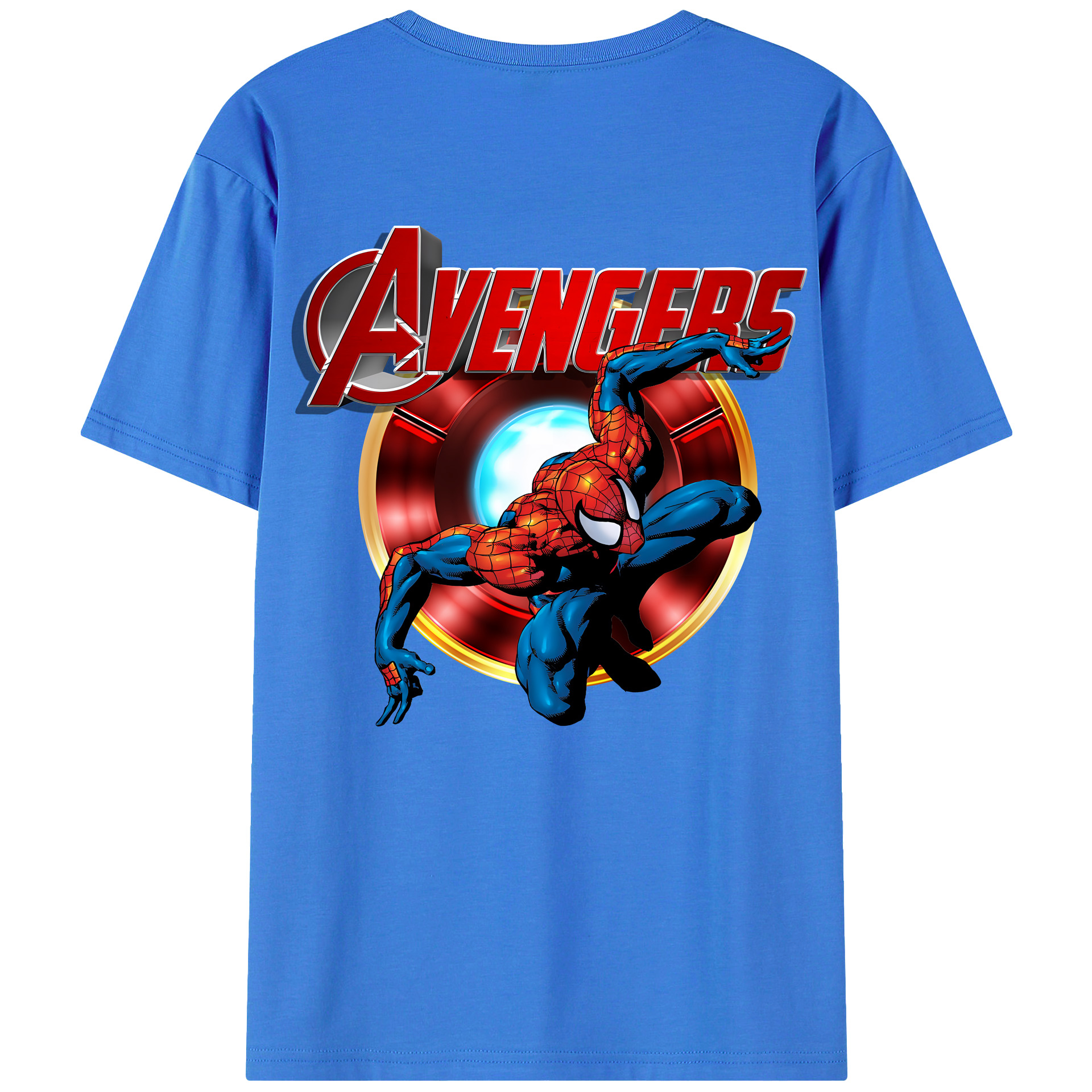 （画像用） Spider Man スパイダーマン 綿100％ メンズ半袖Tシャツ（バックプリント） 通気性