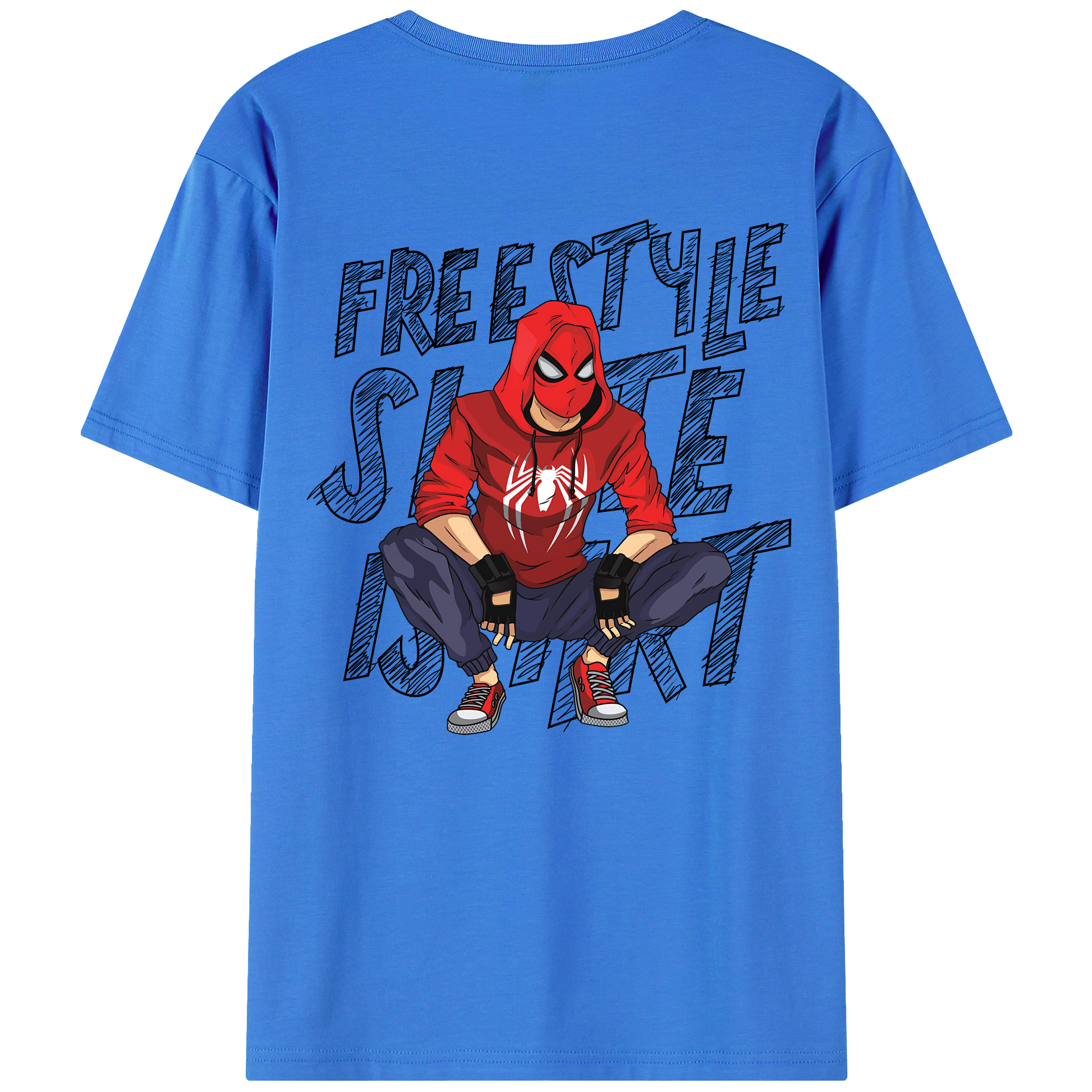 （画像用） Spider Man スパイダーマン 綿100％ メンズ半袖Tシャツ（バックプリント） 通気性