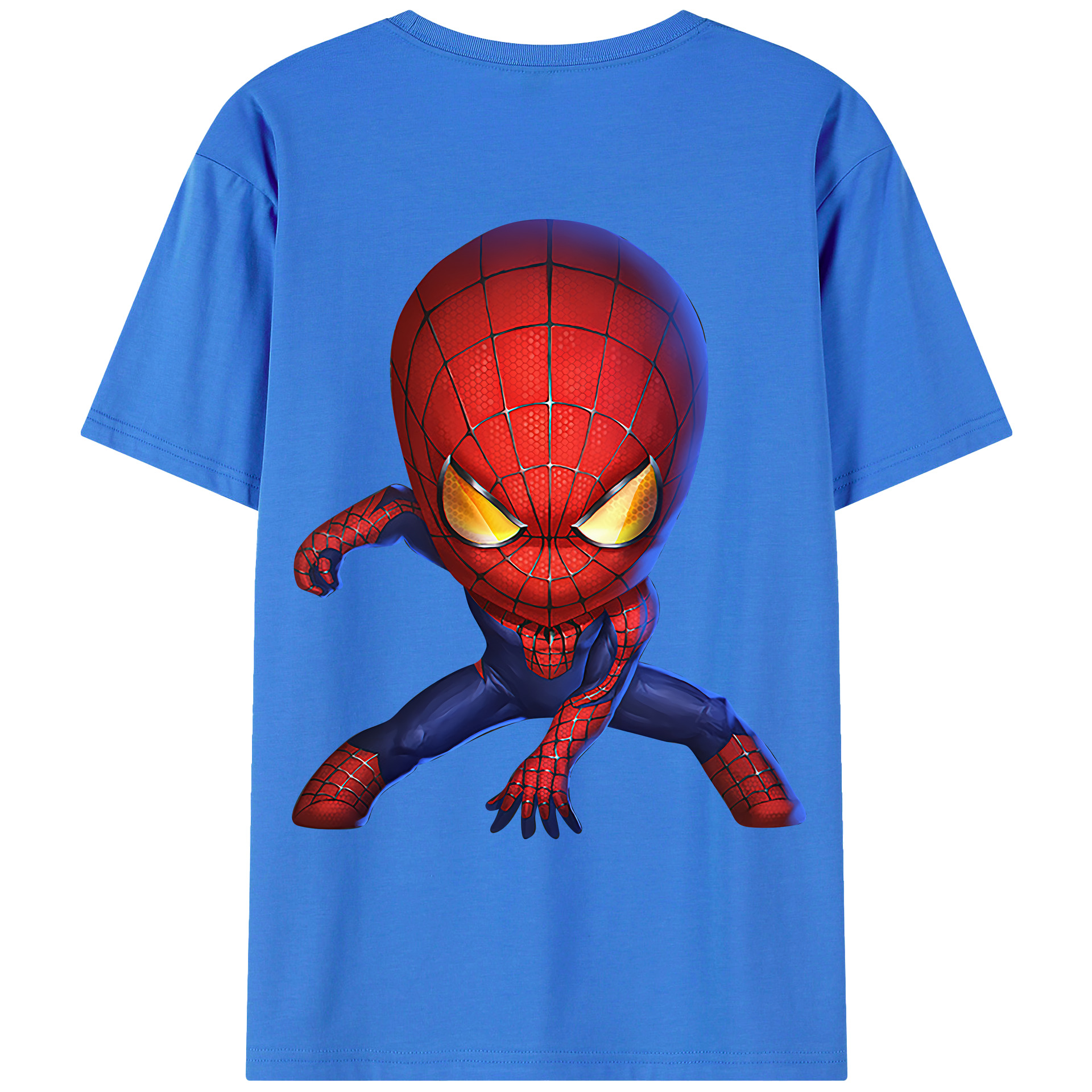 （画像用） Spider Man スパイダーマン 綿100％ メンズ半袖Tシャツ（バックプリント） 通気性