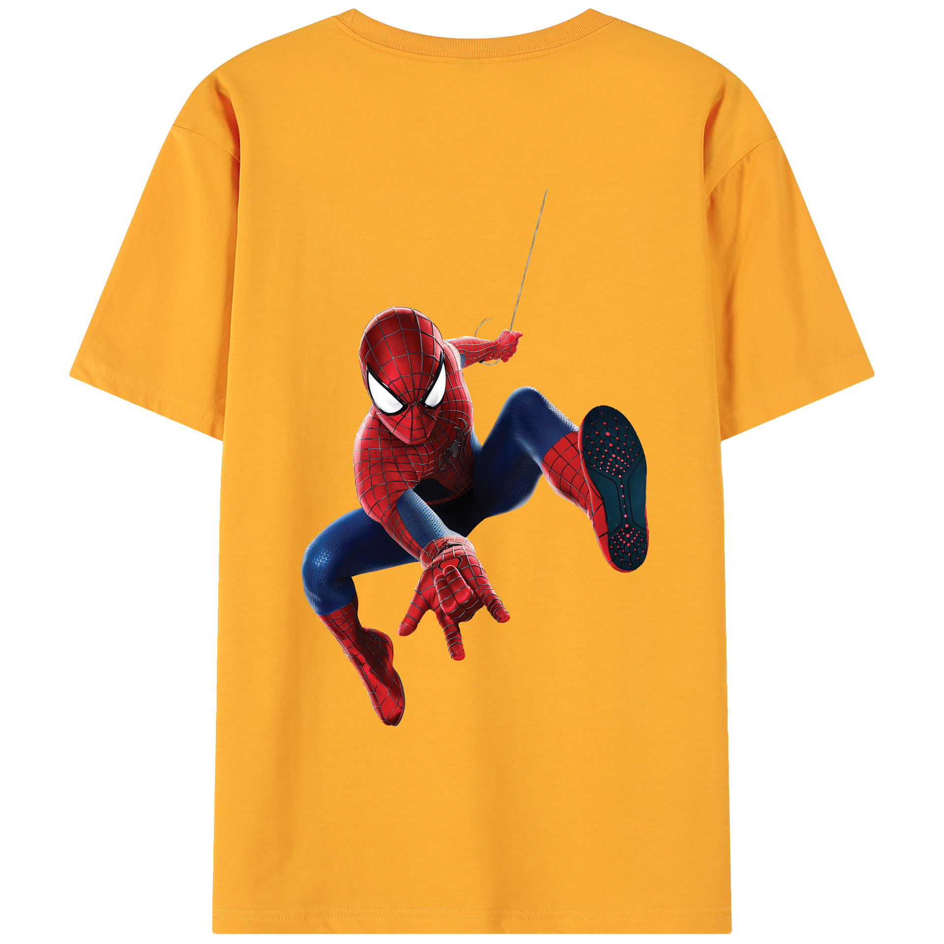 （画像用） Spider Man スパイダーマン 綿100％ メンズ半袖Tシャツ（バックプリント） 通気性
