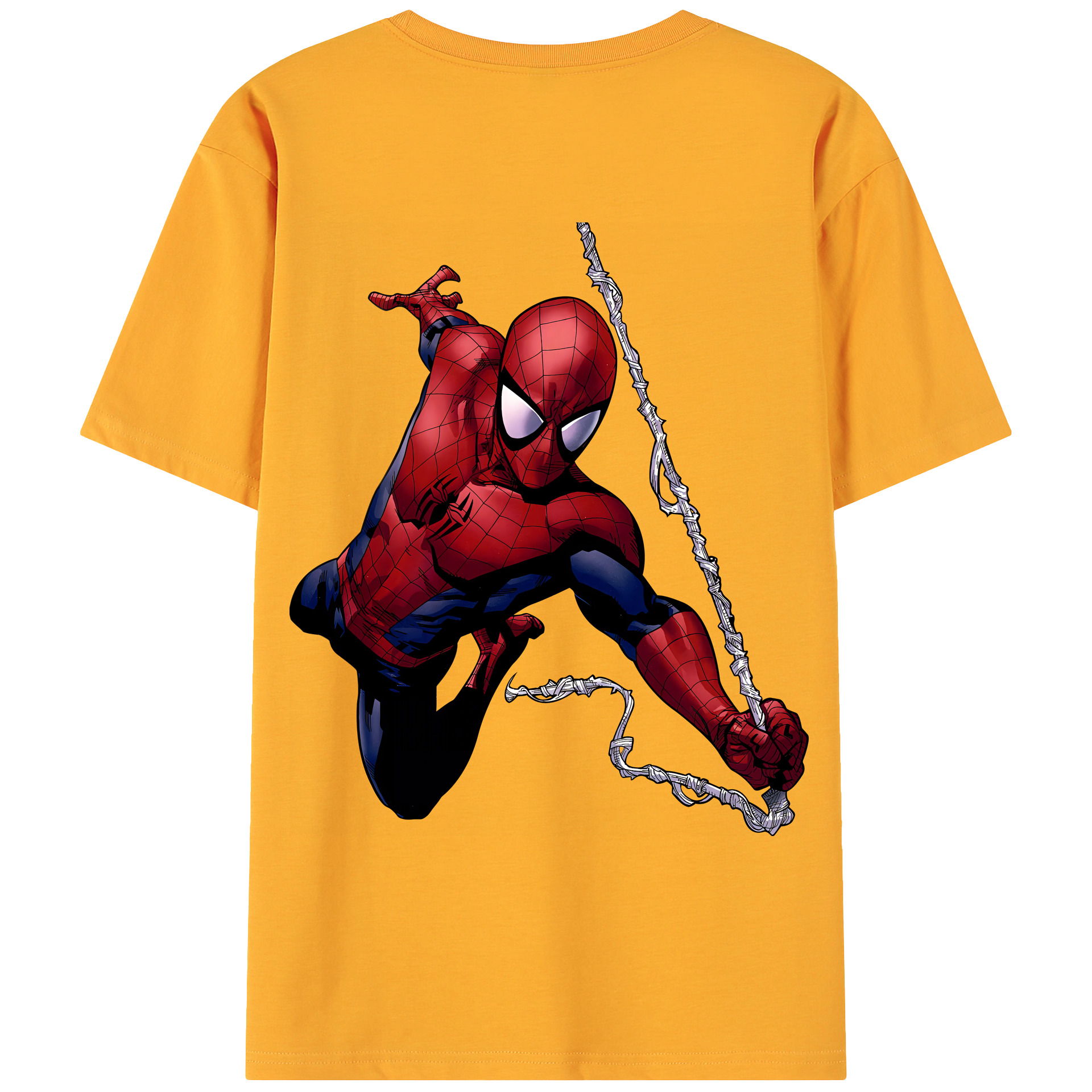 （画像用） Spider Man スパイダーマン 綿100％ メンズ半袖Tシャツ（バックプリント） 通気性