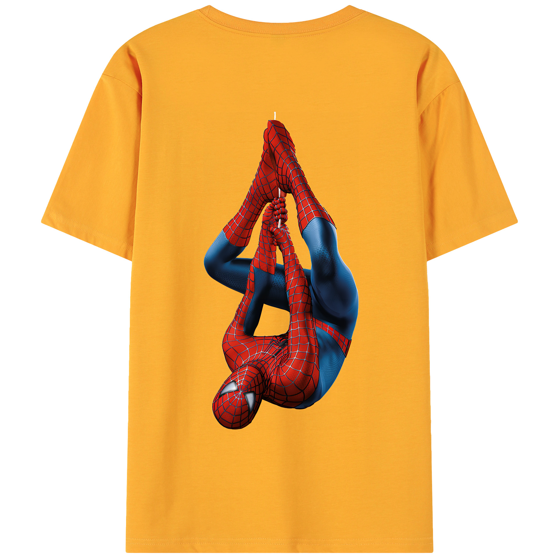 （画像用） Spider Man スパイダーマン 綿100％ メンズ半袖Tシャツ（バックプリント） 通気性