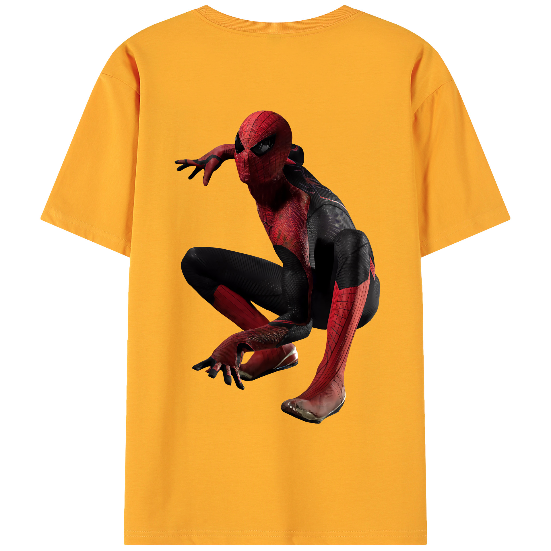 （画像用） Spider Man スパイダーマン 綿100％ メンズ半袖Tシャツ（バックプリント） 通気性