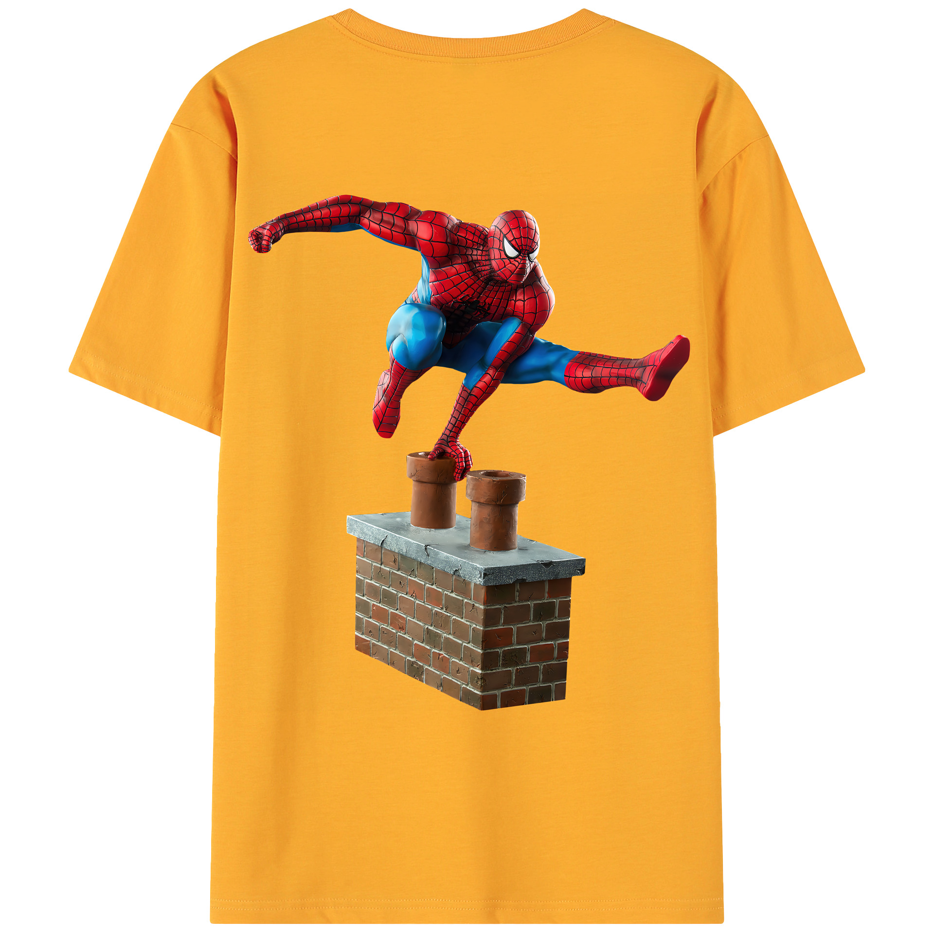 （画像用） Spider Man スパイダーマン 綿100％ メンズ半袖Tシャツ（バックプリント） 通気性
