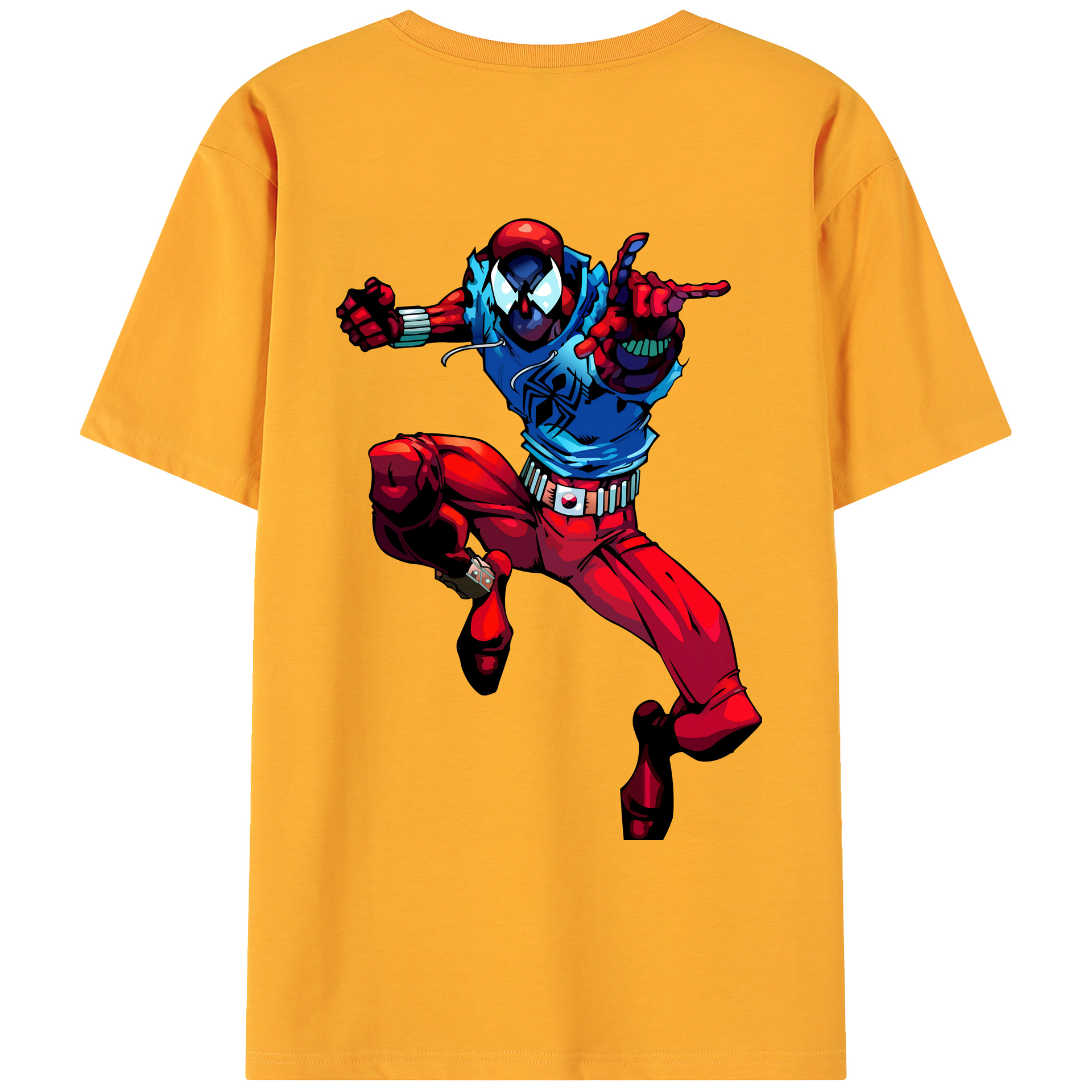 （画像用） Spider Man スパイダーマン 綿100％ メンズ半袖Tシャツ（バックプリント） 通気性