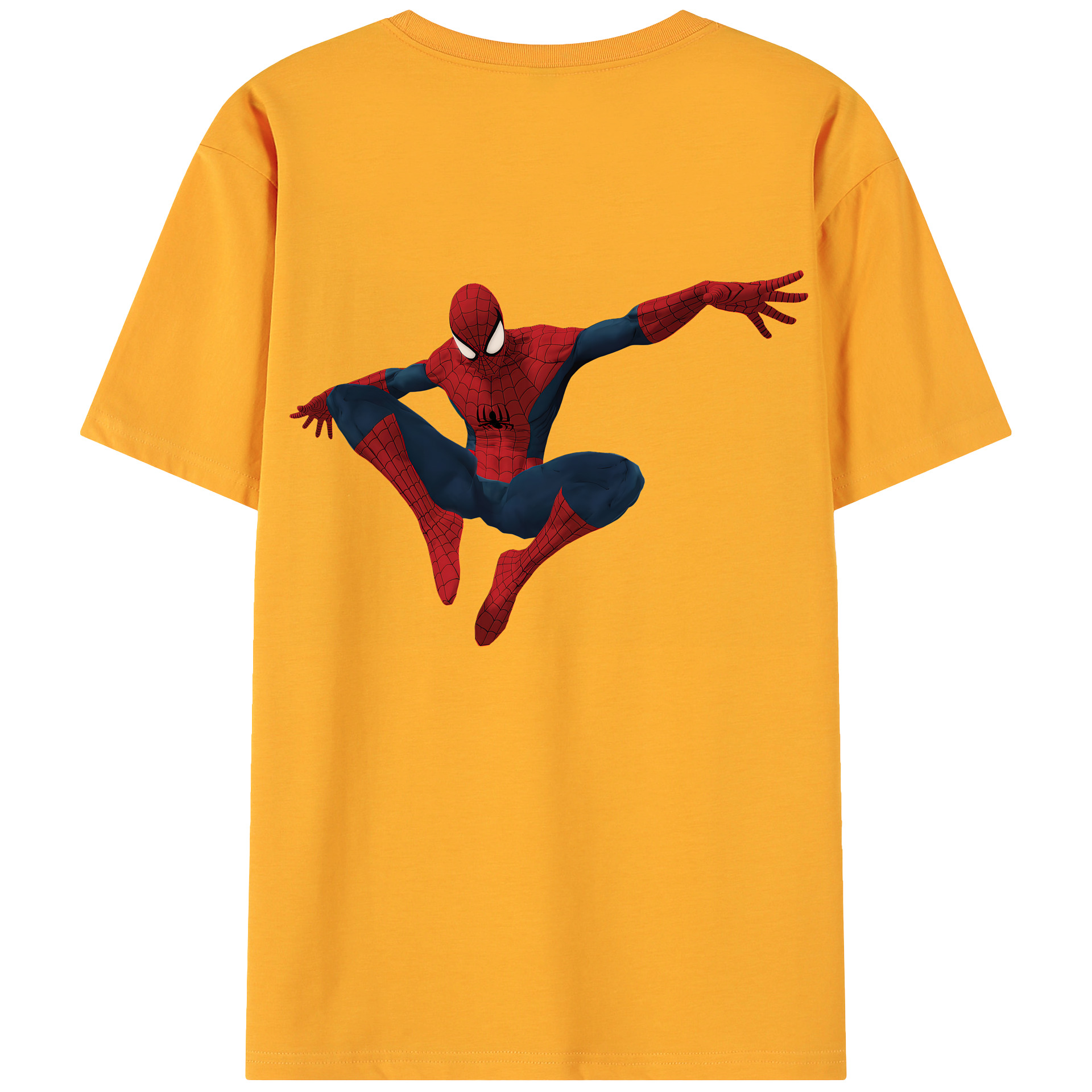 （画像用） Spider Man スパイダーマン 綿100％ メンズ半袖Tシャツ（バックプリント） 通気性