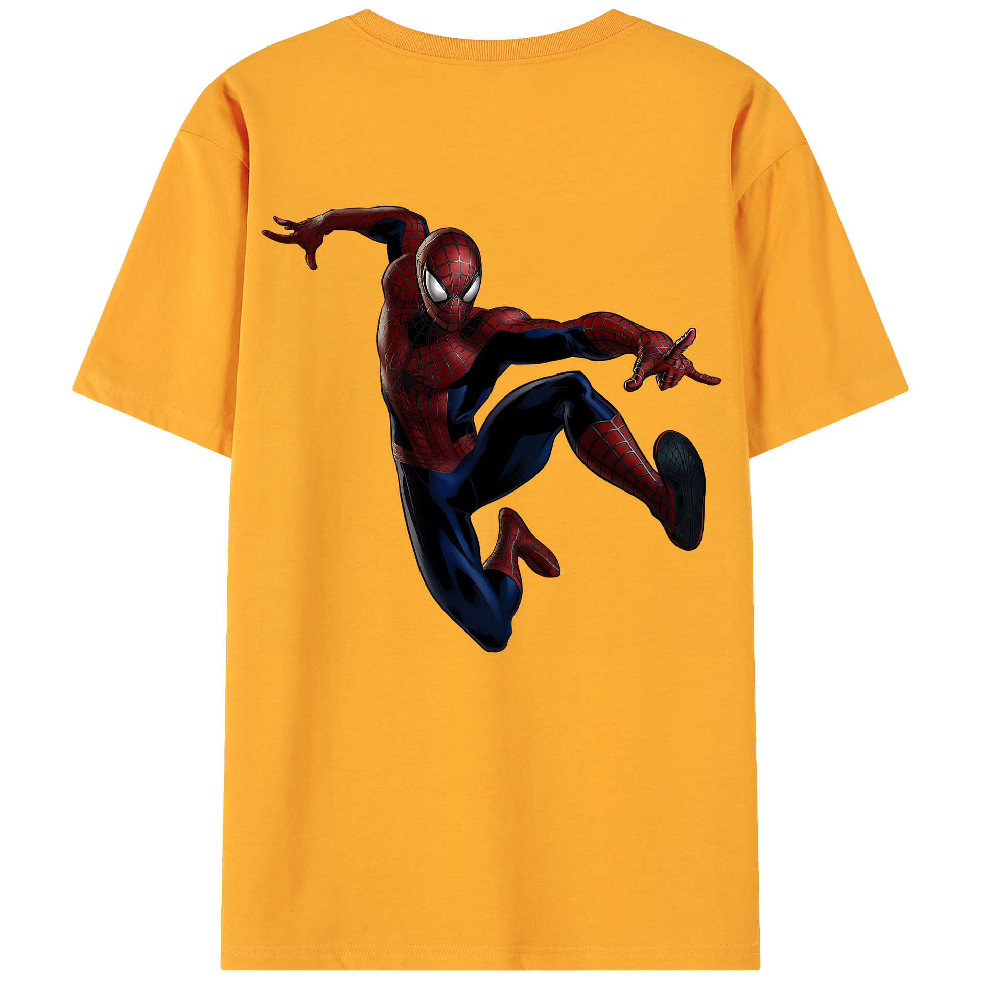 （画像用） Spider Man スパイダーマン 綿100％ メンズ半袖Tシャツ（バックプリント） 通気性