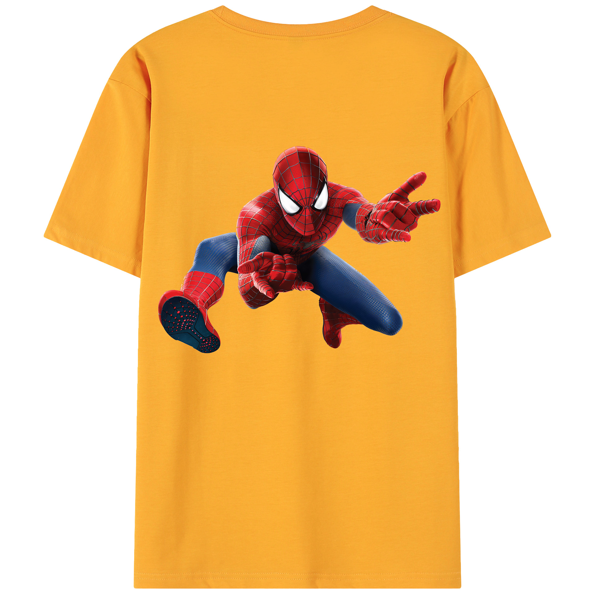 （画像用） Spider Man スパイダーマン 綿100％ メンズ半袖Tシャツ（バックプリント） 通気性
