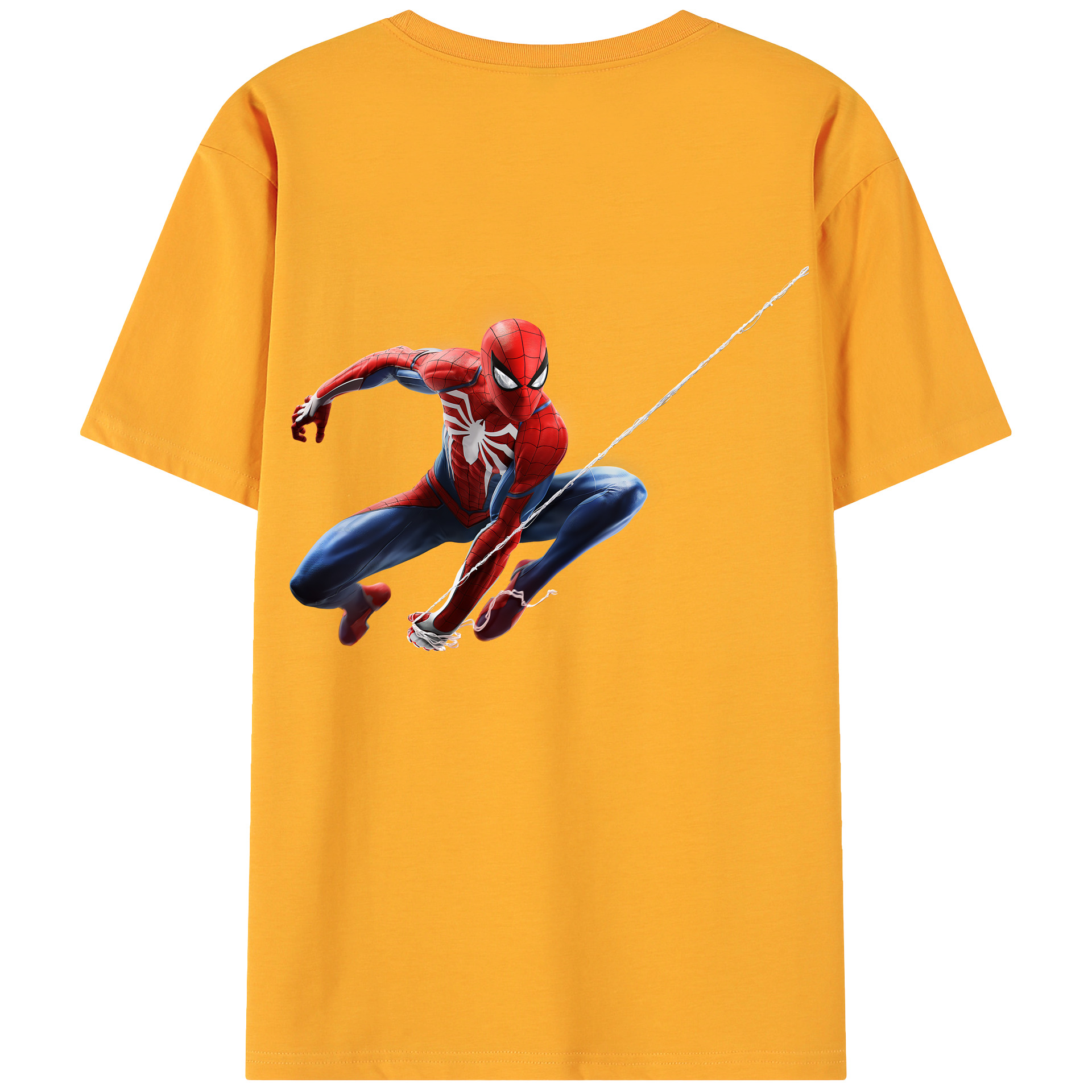 （画像用） Spider Man スパイダーマン 綿100％ メンズ半袖Tシャツ（バックプリント） 通気性