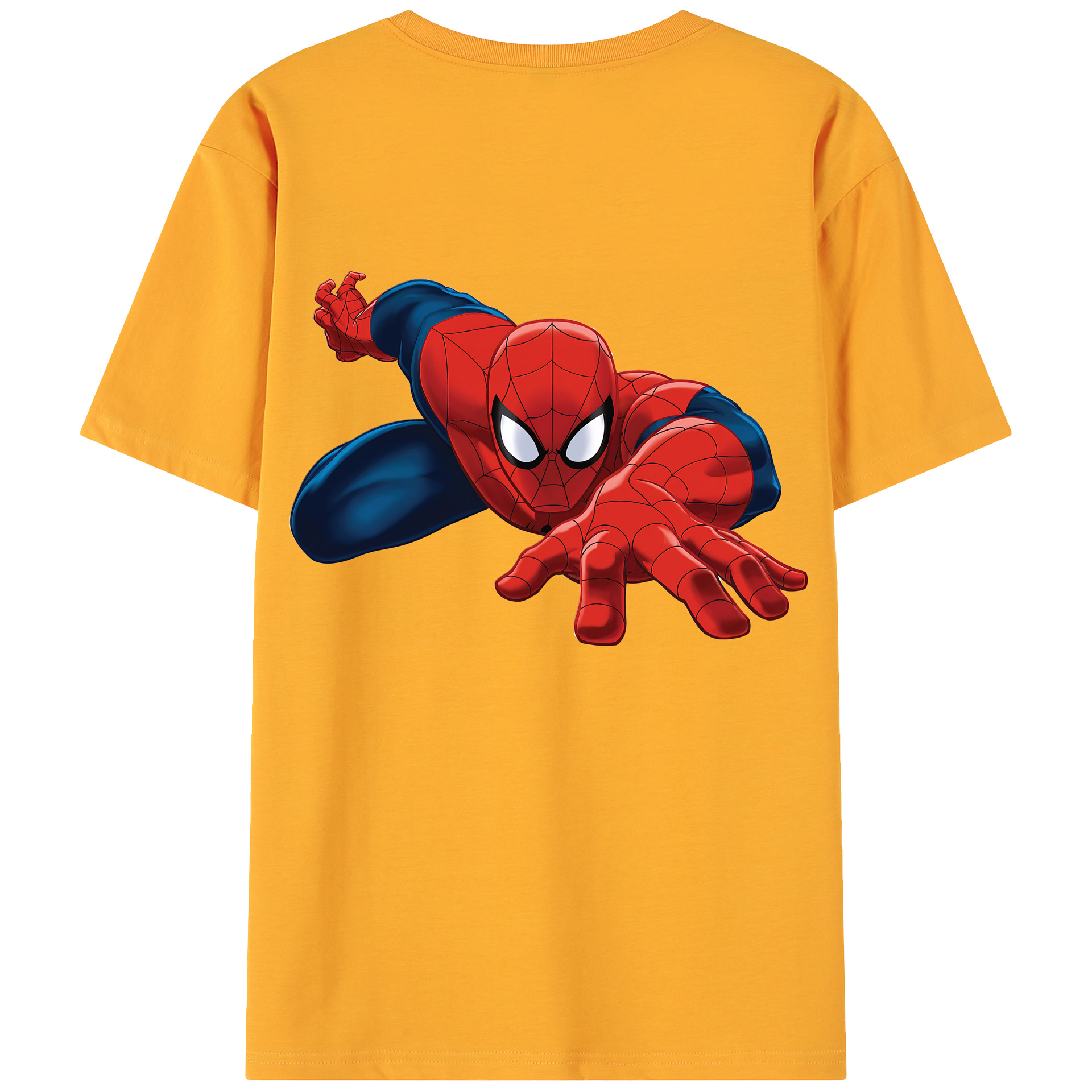 （画像用） Spider Man スパイダーマン 綿100％ メンズ半袖Tシャツ（バックプリント） 通気性