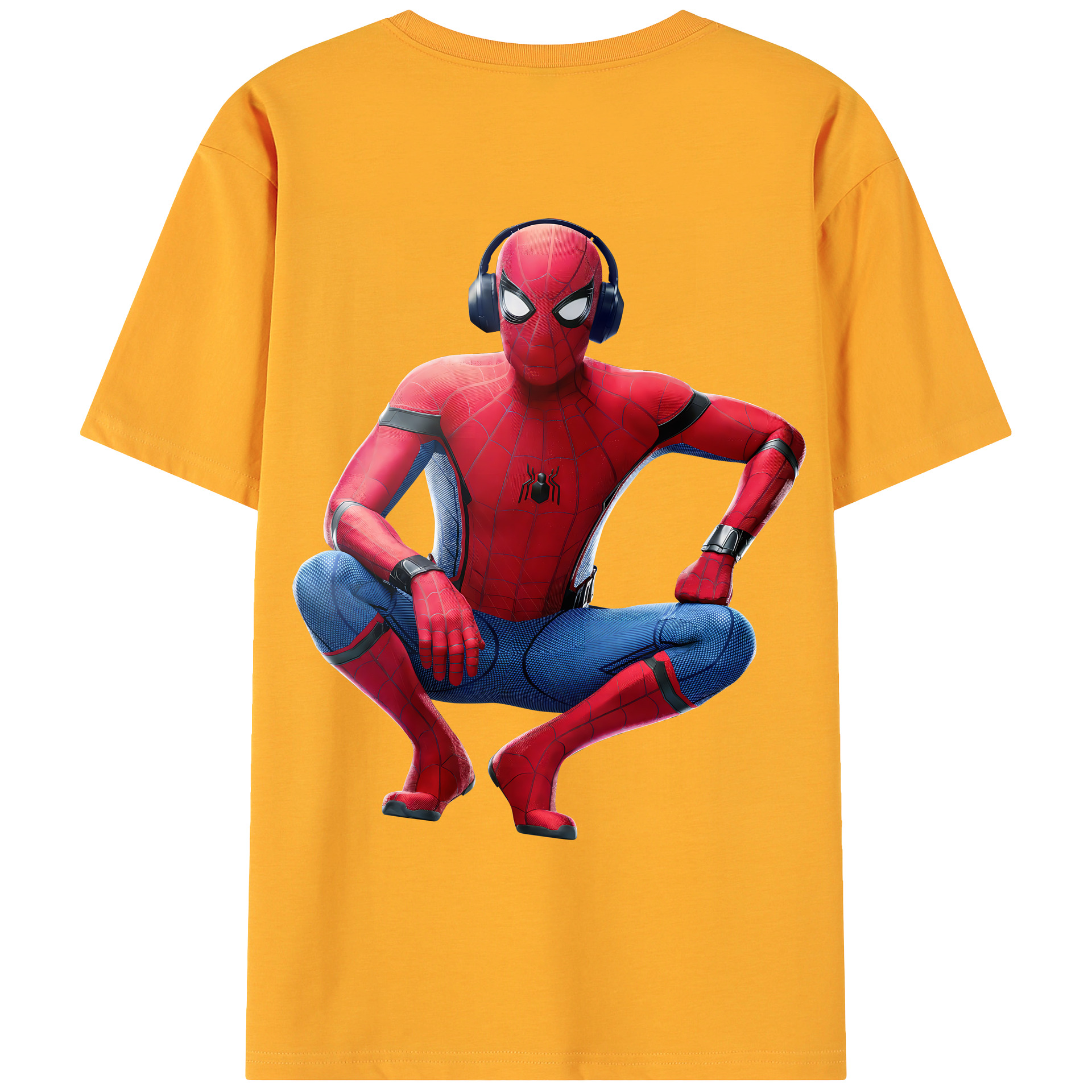 （画像用） Spider Man スパイダーマン 綿100％ メンズ半袖Tシャツ（バックプリント） 通気性