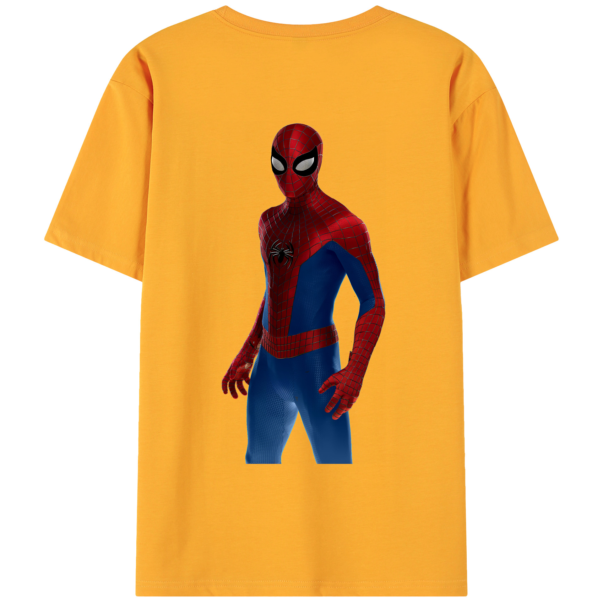 （画像用） Spider Man スパイダーマン 綿100％ メンズ半袖Tシャツ（バックプリント） 通気性