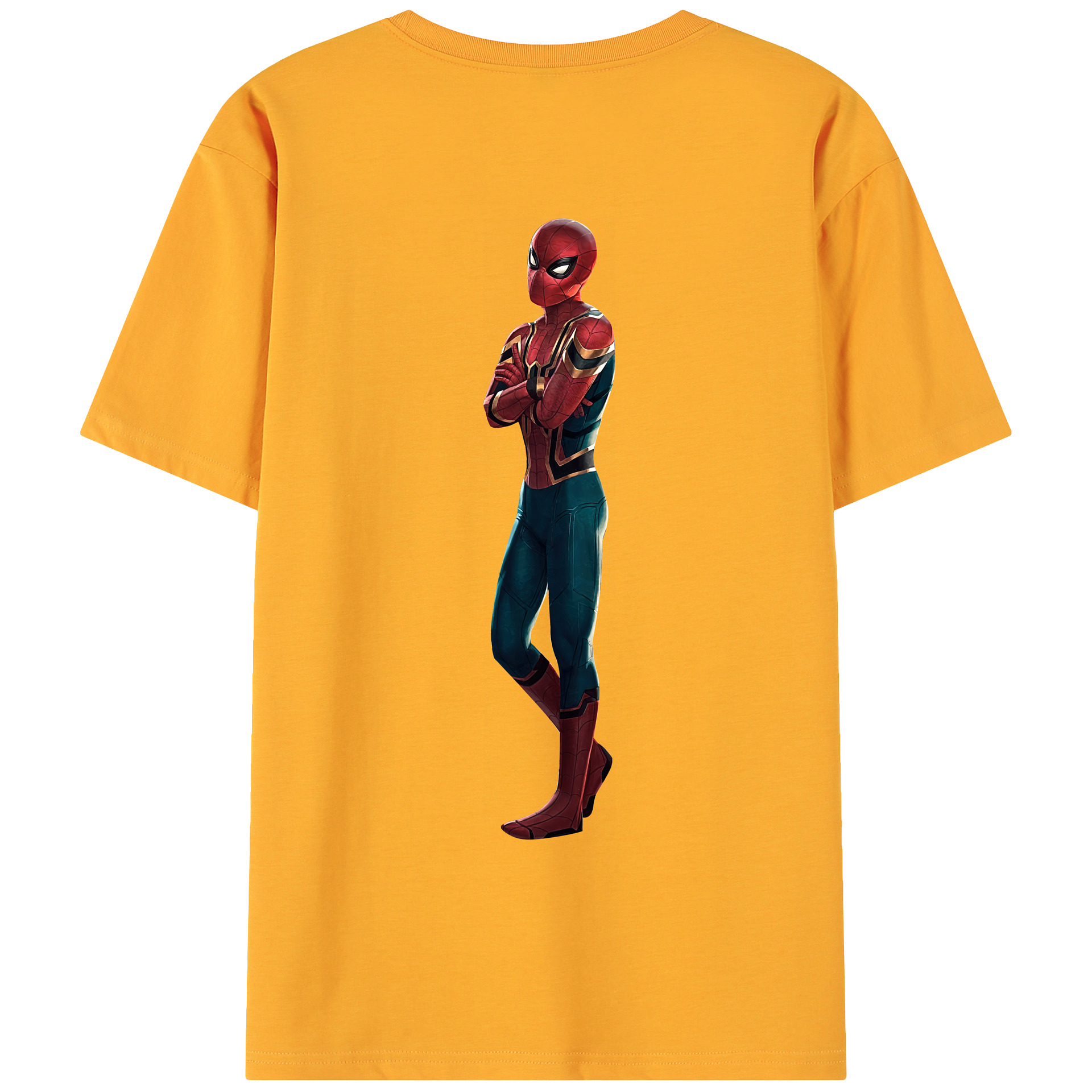 （画像用） Spider Man スパイダーマン 綿100％ メンズ半袖Tシャツ（バックプリント） 通気性