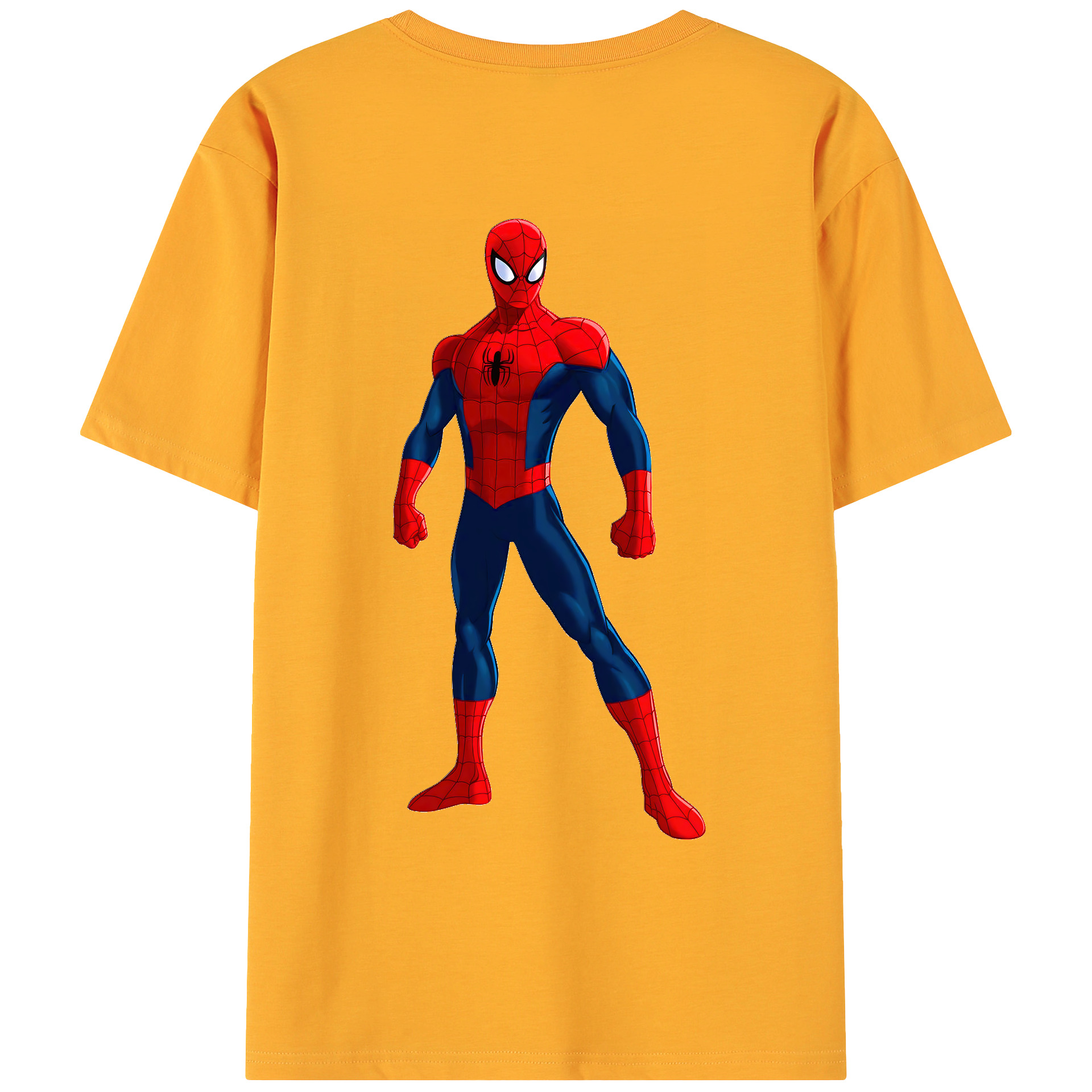 （画像用） Spider Man スパイダーマン 綿100％ メンズ半袖Tシャツ（バックプリント） 通気性