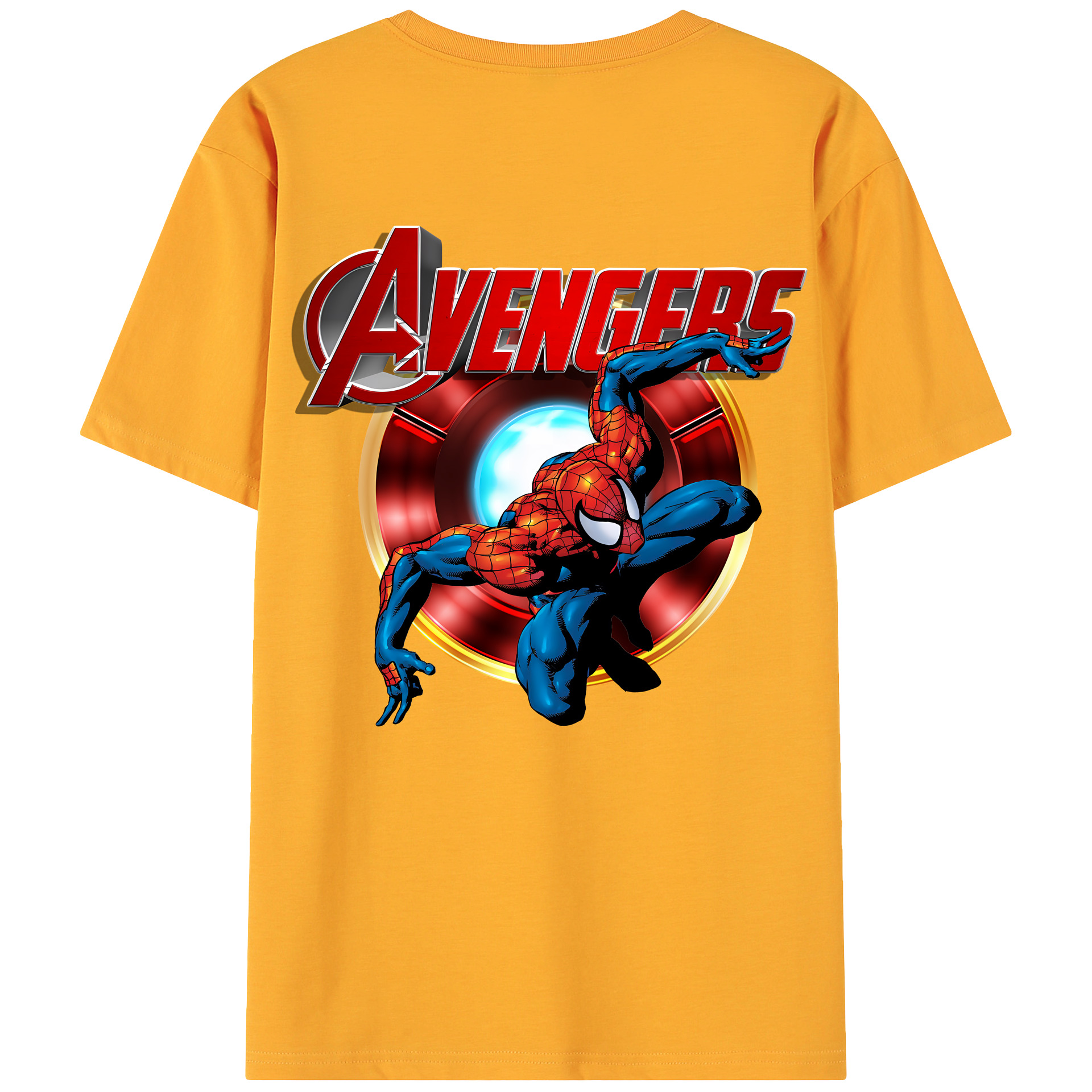 （画像用） Spider Man スパイダーマン 綿100％ メンズ半袖Tシャツ（バックプリント） 通気性
