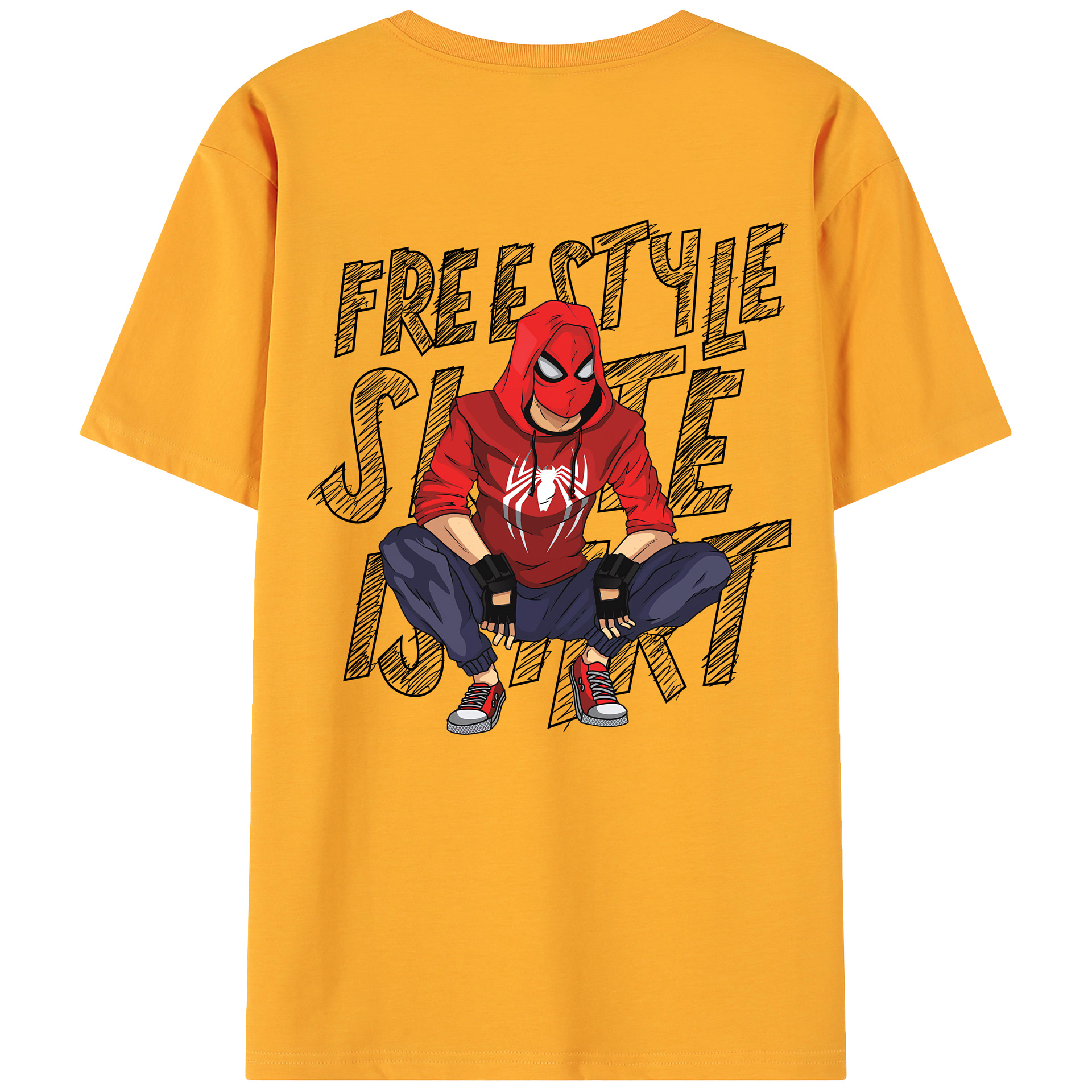 （画像用） Spider Man スパイダーマン 綿100％ メンズ半袖Tシャツ（バックプリント） 通気性