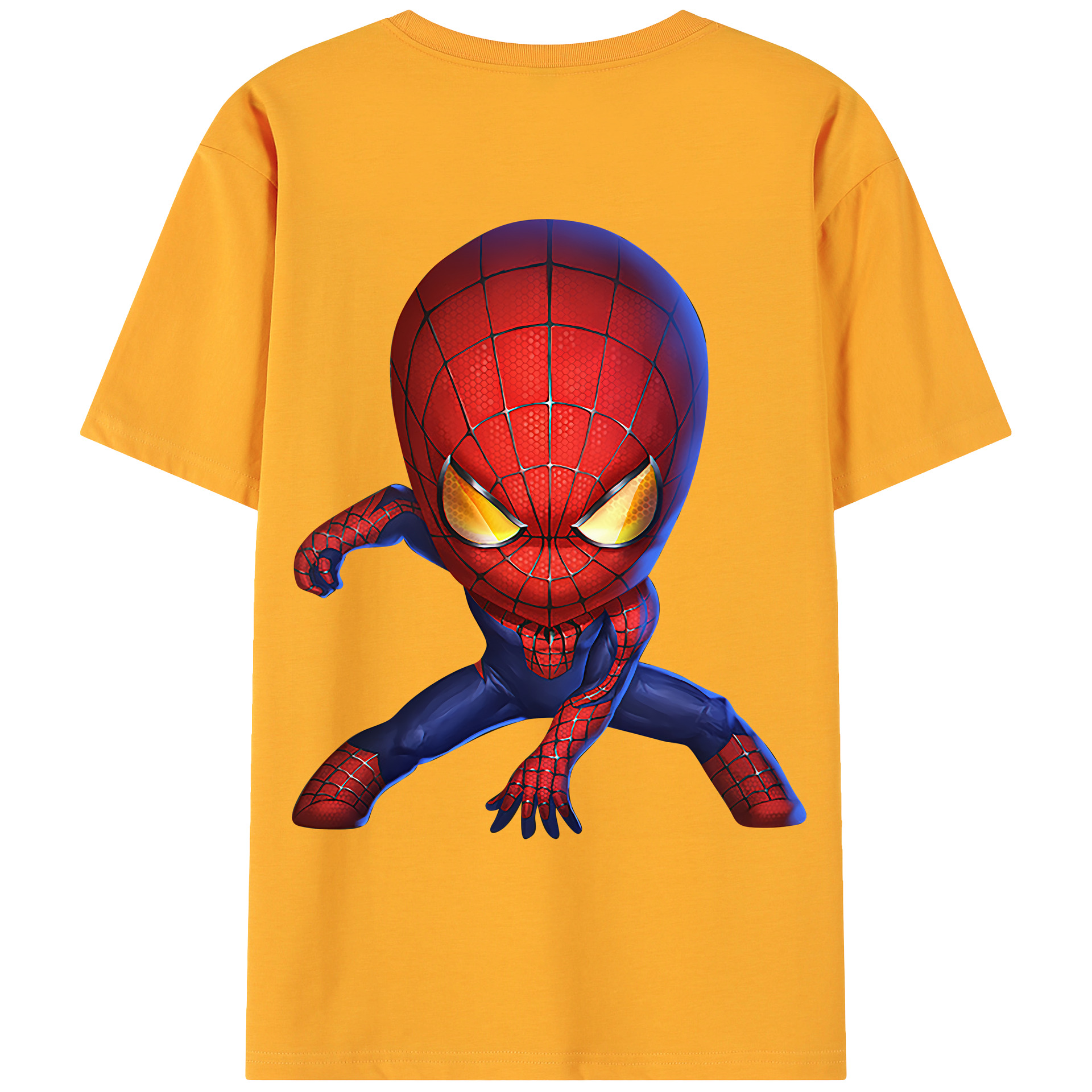（画像用） Spider Man スパイダーマン 綿100％ メンズ半袖Tシャツ（バックプリント） 通気性
