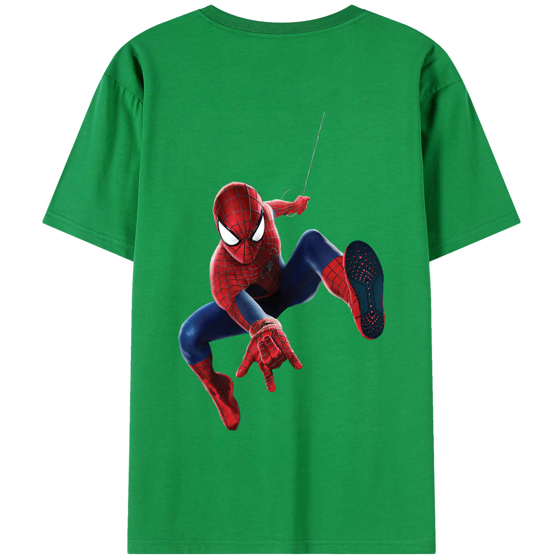 （画像用） Spider Man スパイダーマン 綿100％ メンズ半袖Tシャツ（バックプリント） 通気性