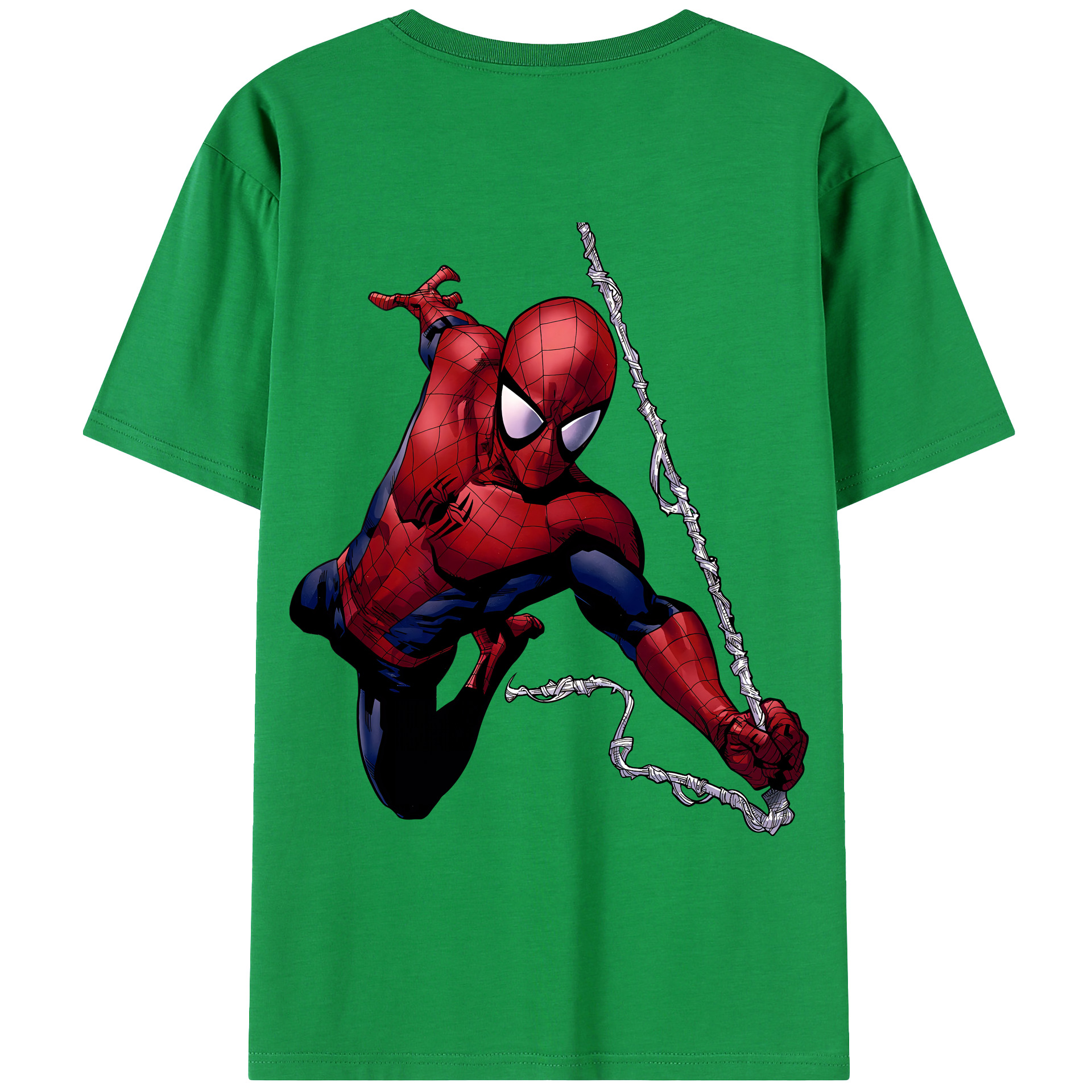 （画像用） Spider Man スパイダーマン 綿100％ メンズ半袖Tシャツ（バックプリント） 通気性