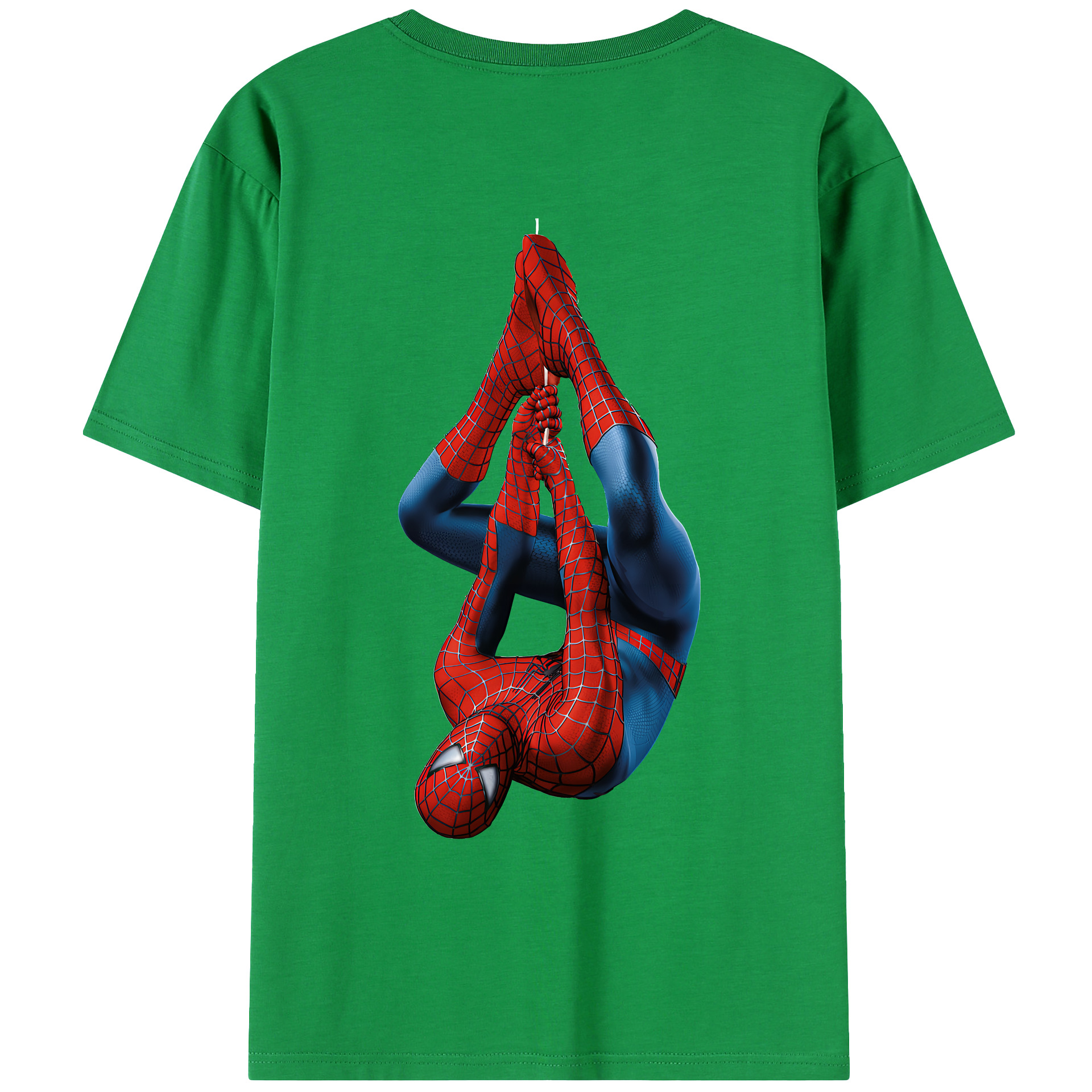 （画像用） Spider Man スパイダーマン 綿100％ メンズ半袖Tシャツ（バックプリント） 通気性