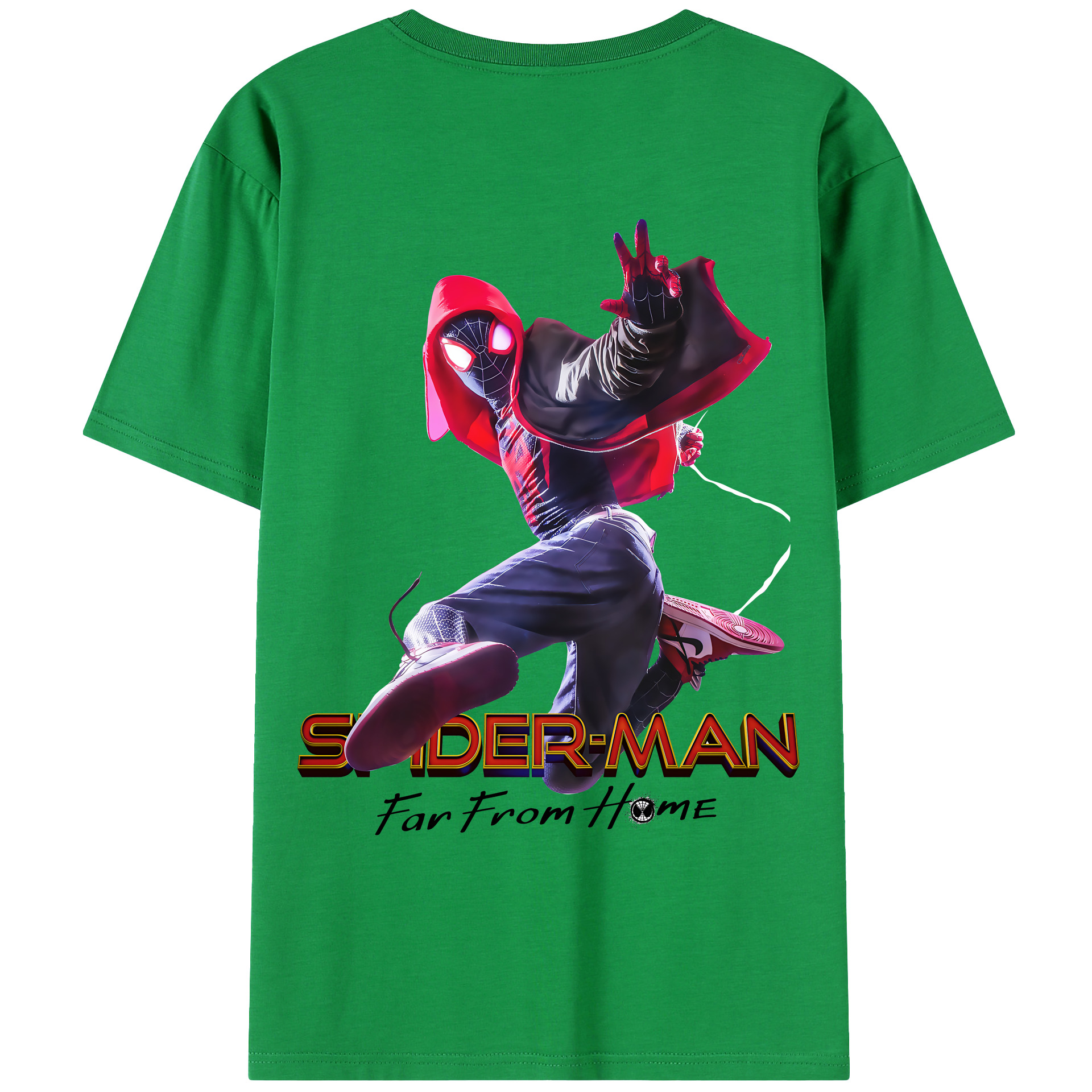 （画像用） Spider Man スパイダーマン 綿100％ メンズ半袖Tシャツ（バックプリント） 通気性
