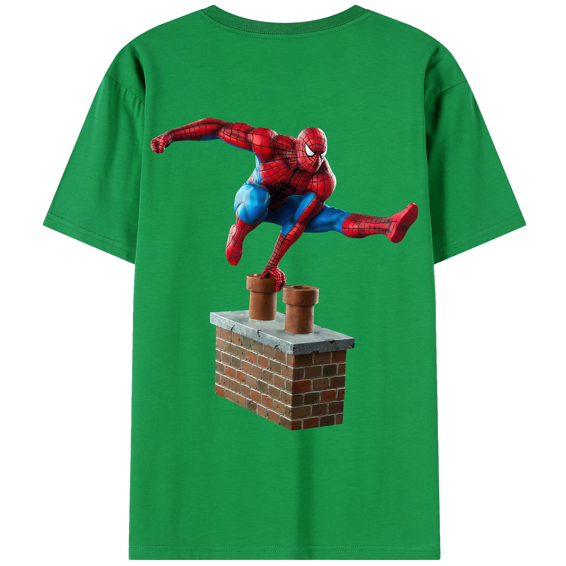 （画像用） Spider Man スパイダーマン 綿100％ メンズ半袖Tシャツ（バックプリント） 通気性