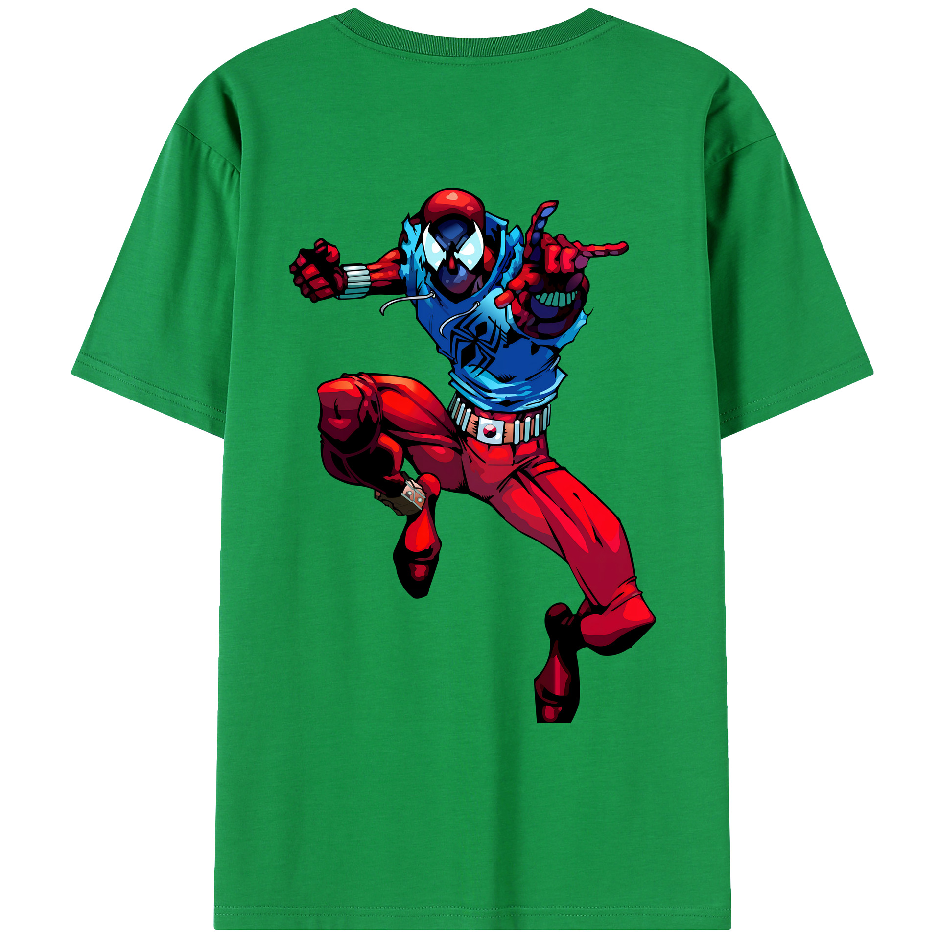 （画像用） Spider Man スパイダーマン 綿100％ メンズ半袖Tシャツ（バックプリント） 通気性