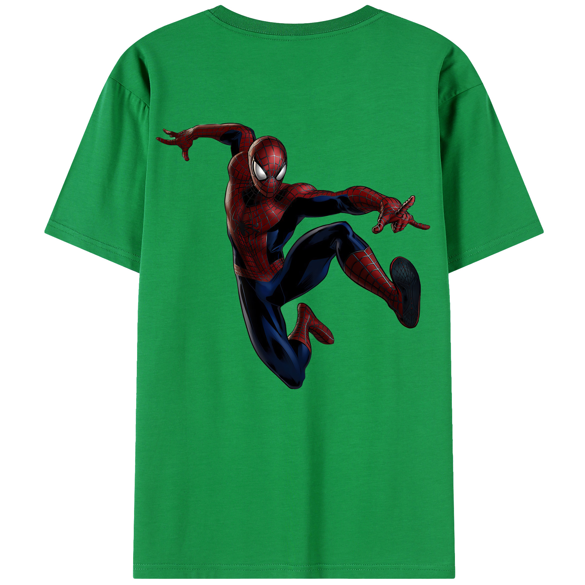 （画像用） Spider Man スパイダーマン 綿100％ メンズ半袖Tシャツ（バックプリント） 通気性