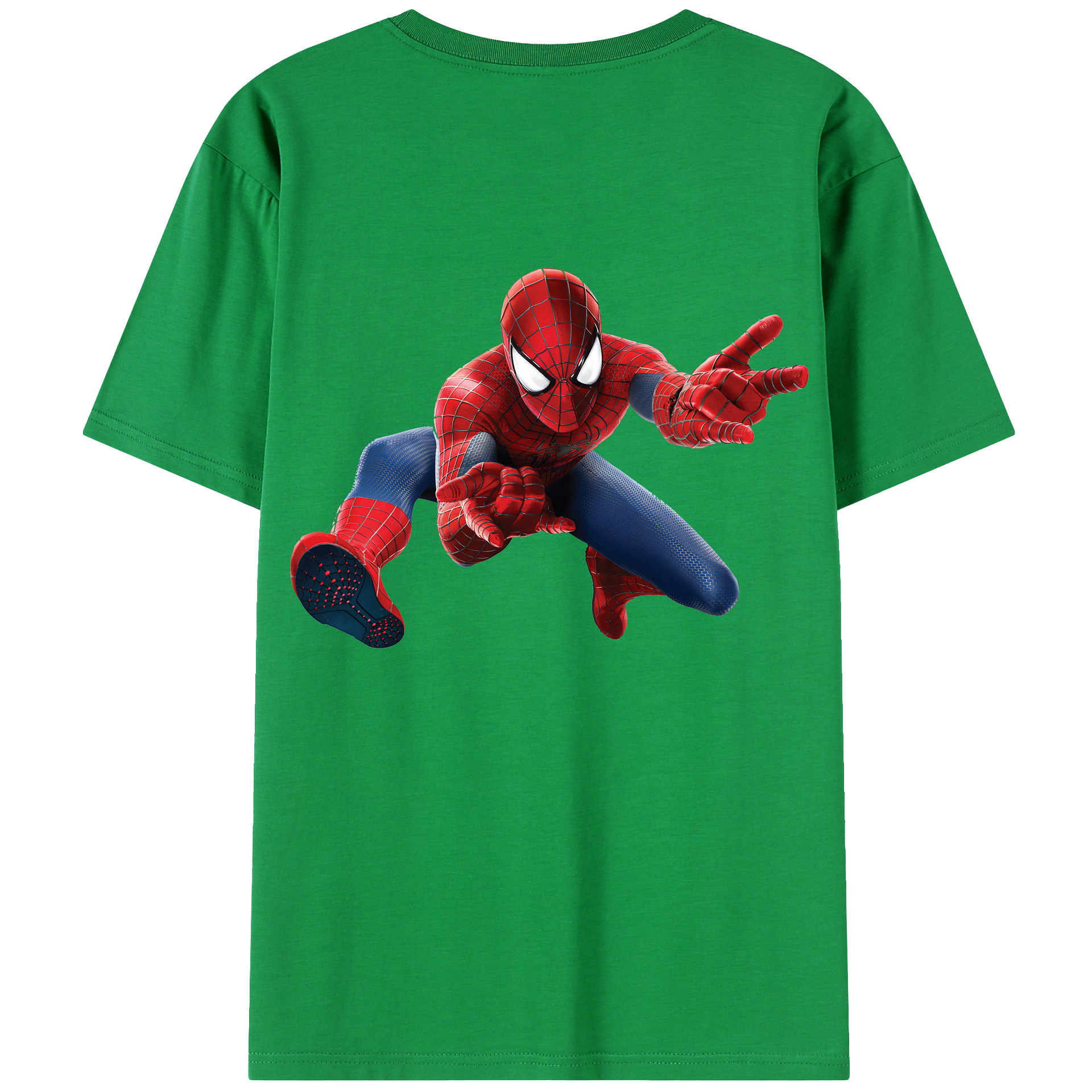（画像用） Spider Man スパイダーマン 綿100％ メンズ半袖Tシャツ（バックプリント） 通気性