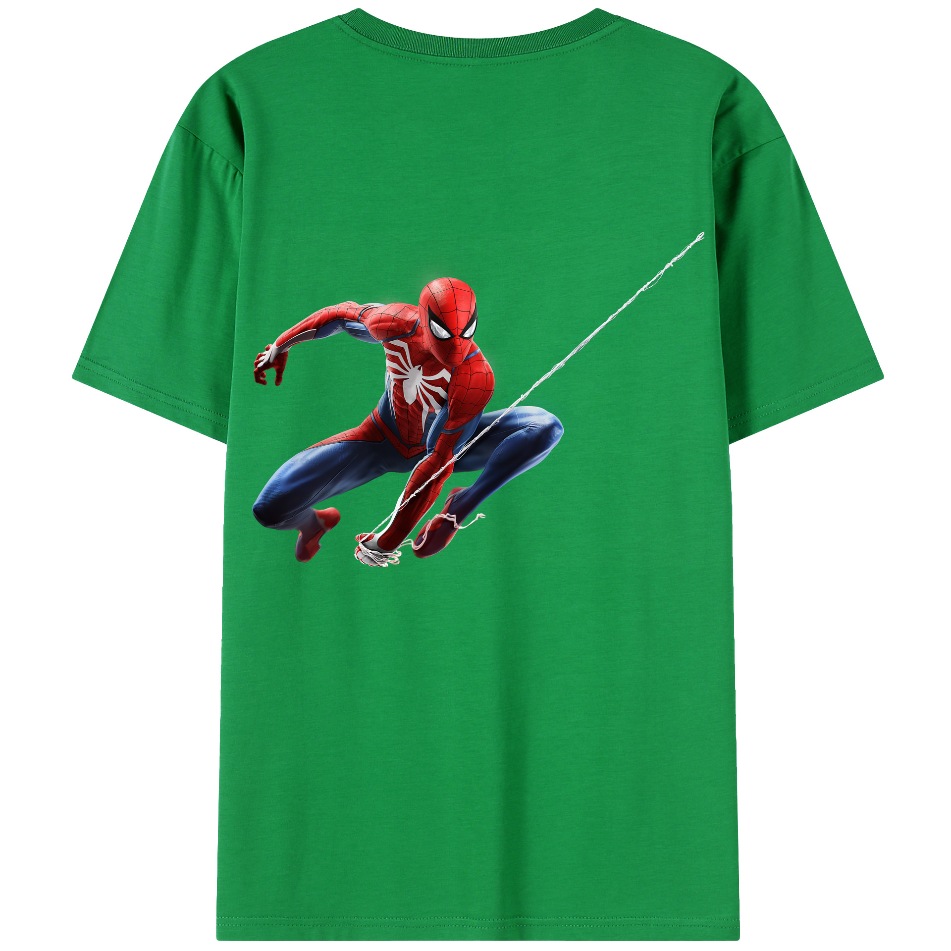 （画像用） Spider Man スパイダーマン 綿100％ メンズ半袖Tシャツ（バックプリント） 通気性