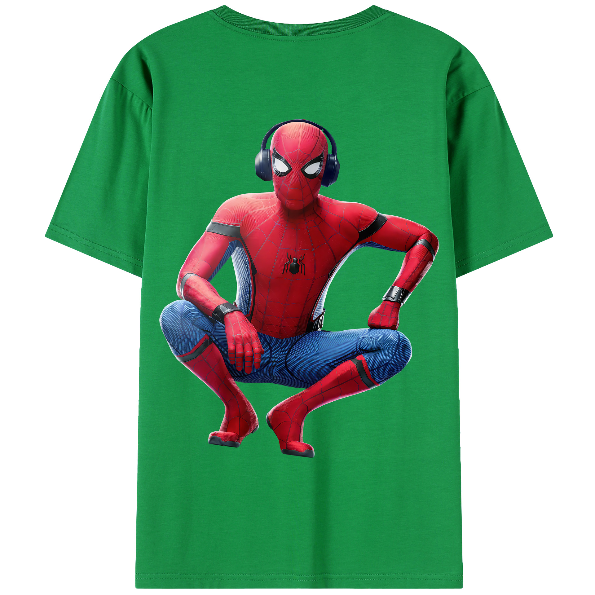 （画像用） Spider Man スパイダーマン 綿100％ メンズ半袖Tシャツ（バックプリント） 通気性