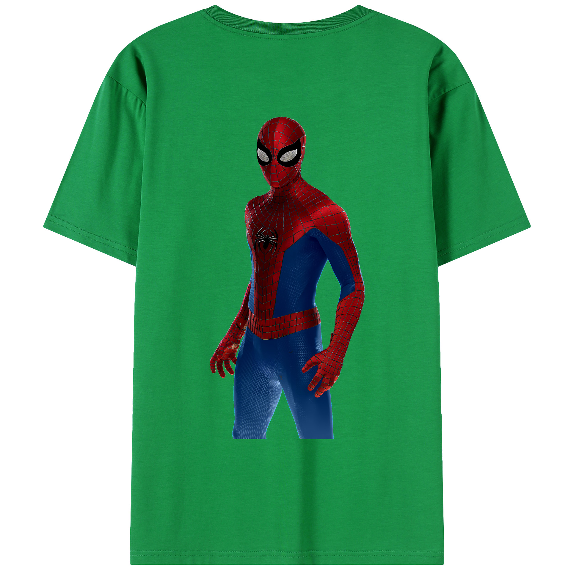 （画像用） Spider Man スパイダーマン 綿100％ メンズ半袖Tシャツ（バックプリント） 通気性