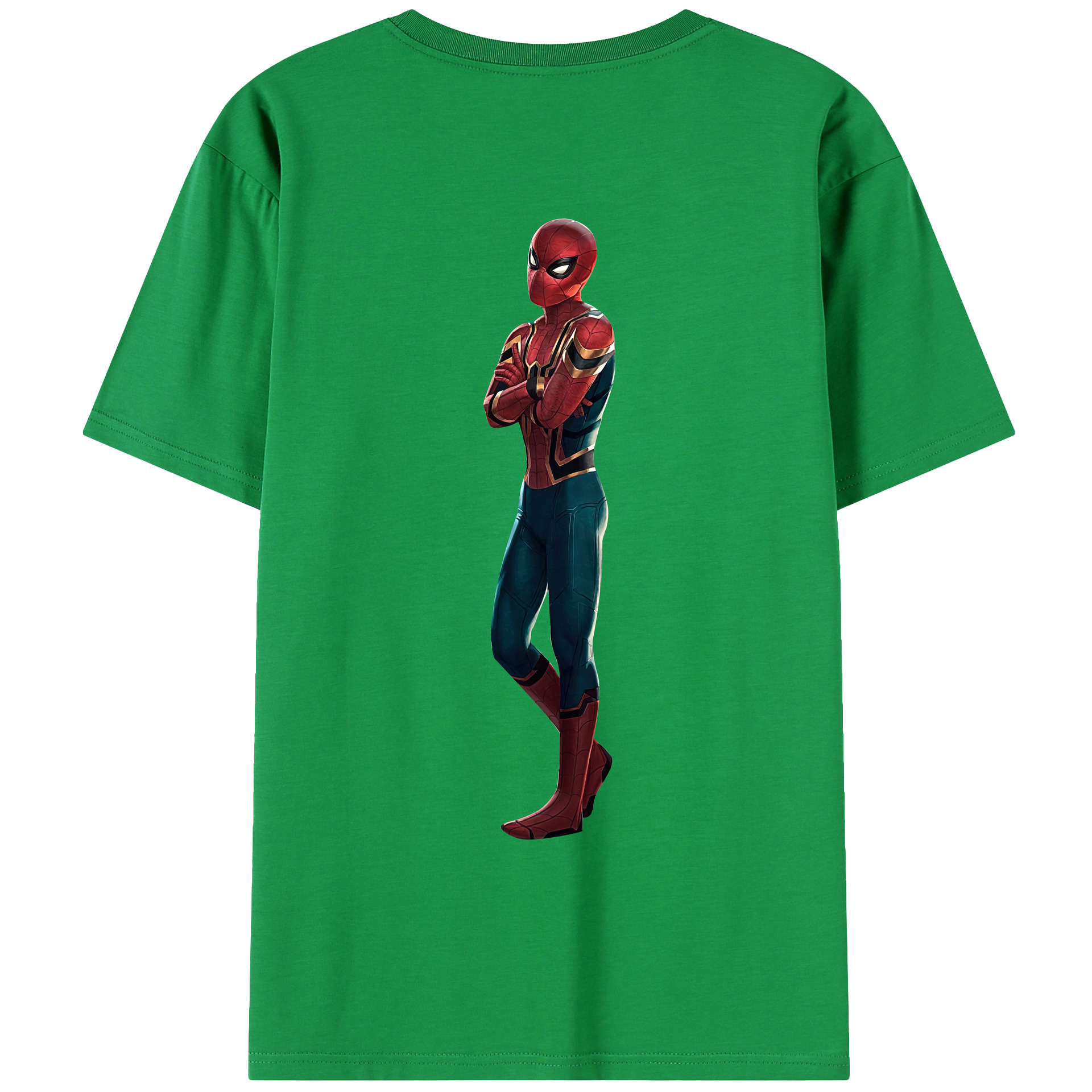 （画像用） Spider Man スパイダーマン 綿100％ メンズ半袖Tシャツ（バックプリント） 通気性