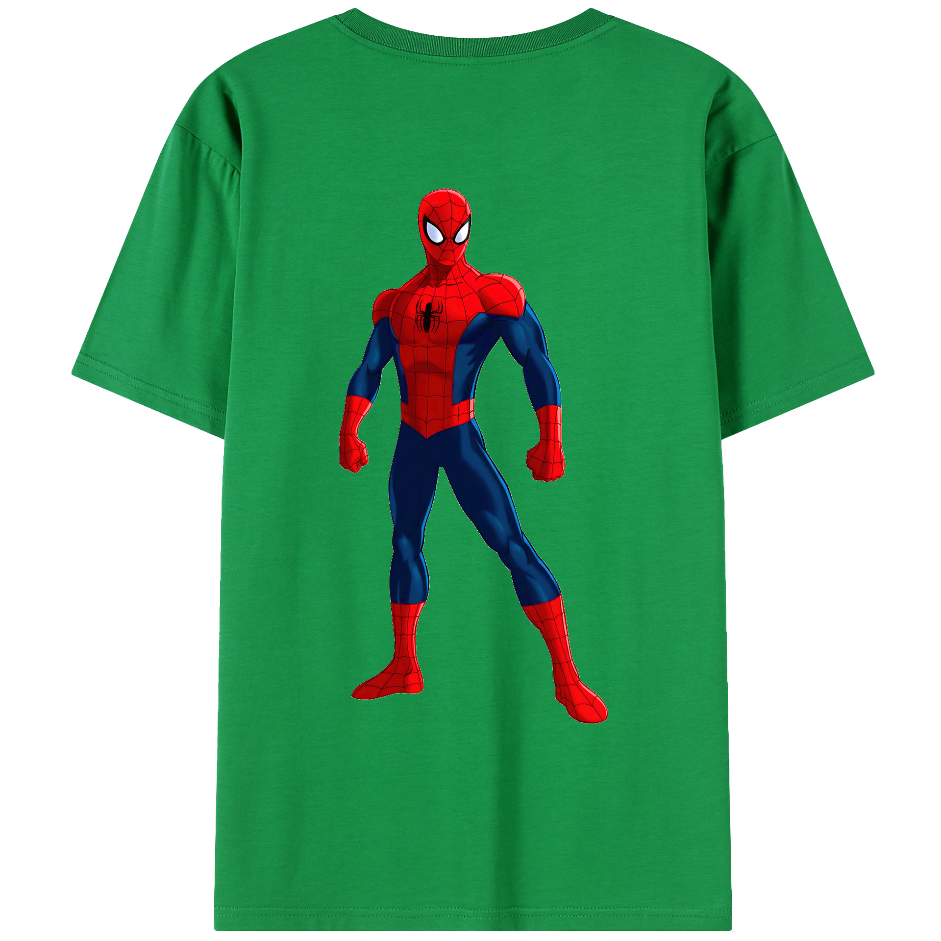 （画像用） Spider Man スパイダーマン 綿100％ メンズ半袖Tシャツ（バックプリント） 通気性