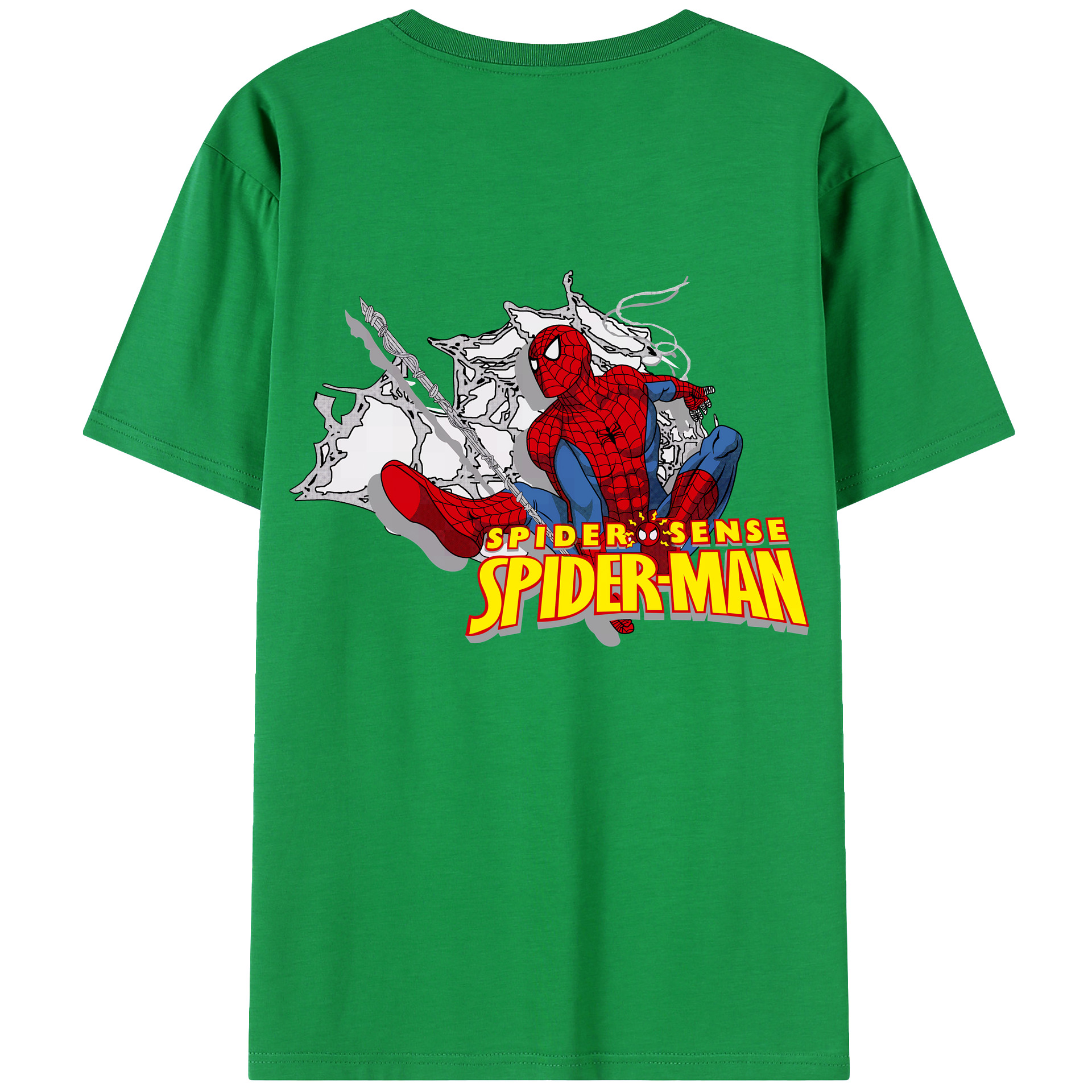 （画像用） Spider Man スパイダーマン 綿100％ メンズ半袖Tシャツ（バックプリント） 通気性