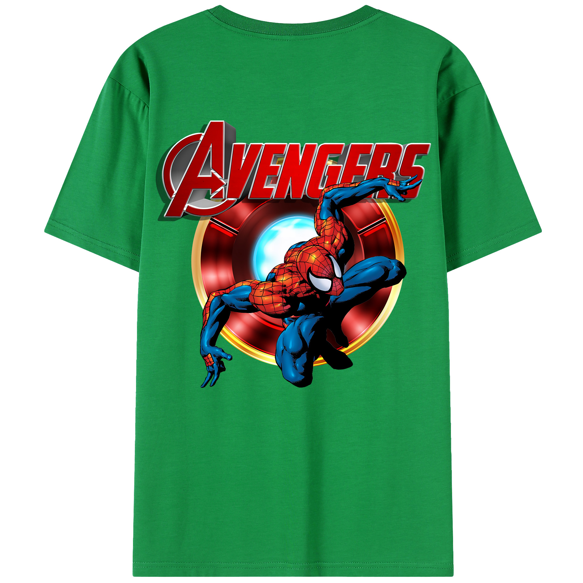 （画像用） Spider Man スパイダーマン 綿100％ メンズ半袖Tシャツ（バックプリント） 通気性