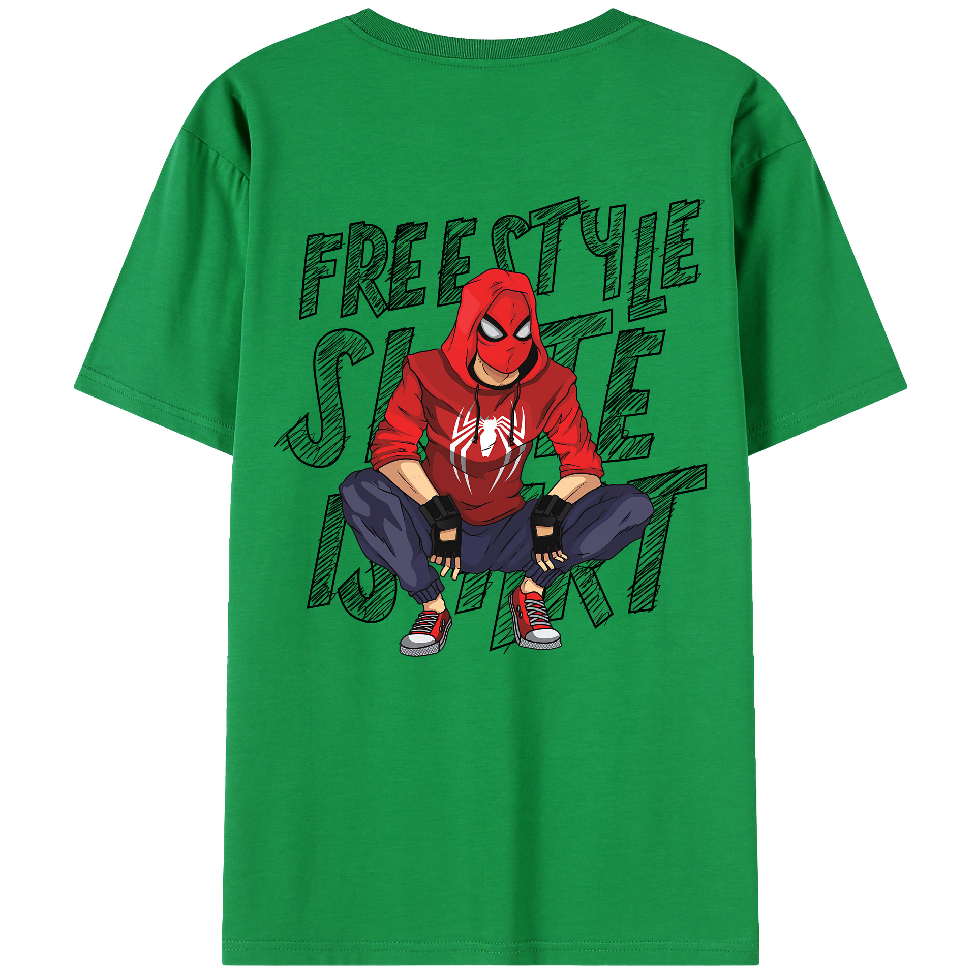 （画像用） Spider Man スパイダーマン 綿100％ メンズ半袖Tシャツ（バックプリント） 通気性