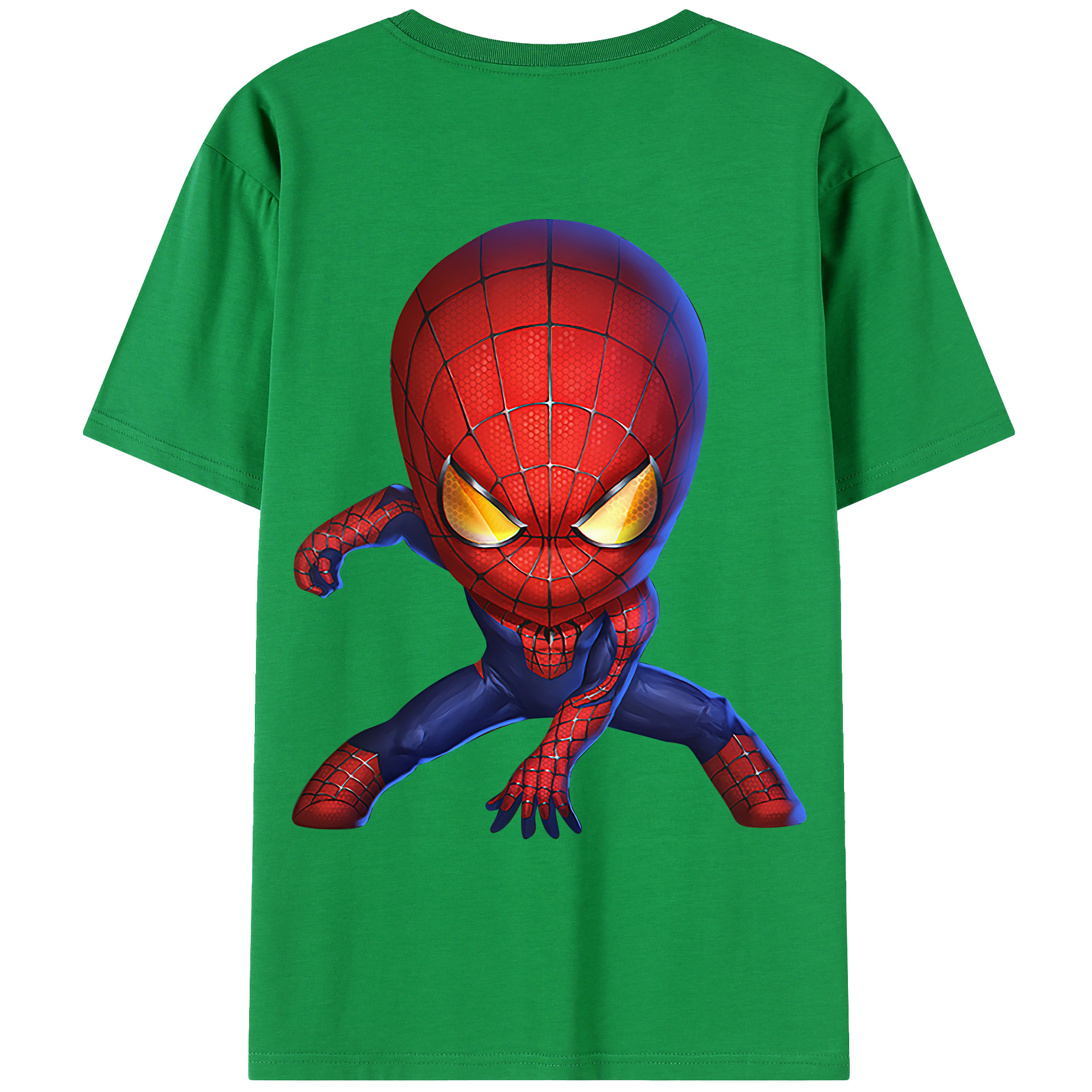 （画像用） Spider Man スパイダーマン 綿100％ メンズ半袖Tシャツ（バックプリント） 通気性