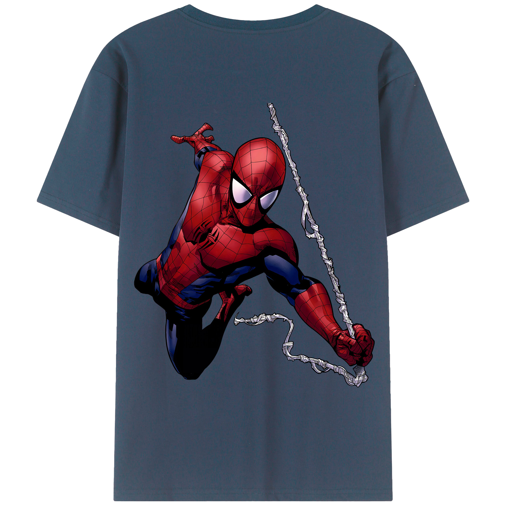 （画像用） Spider Man スパイダーマン 綿100％ メンズ半袖Tシャツ（バックプリント） 通気性